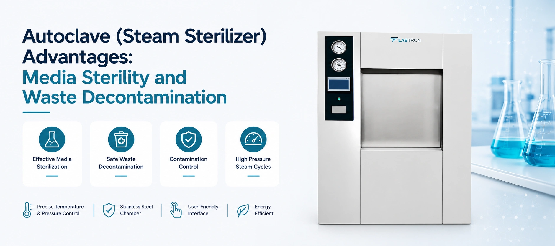 Autoclave (Steam Sterilizer) Advantages: Media Sterility And Waste Decontamination