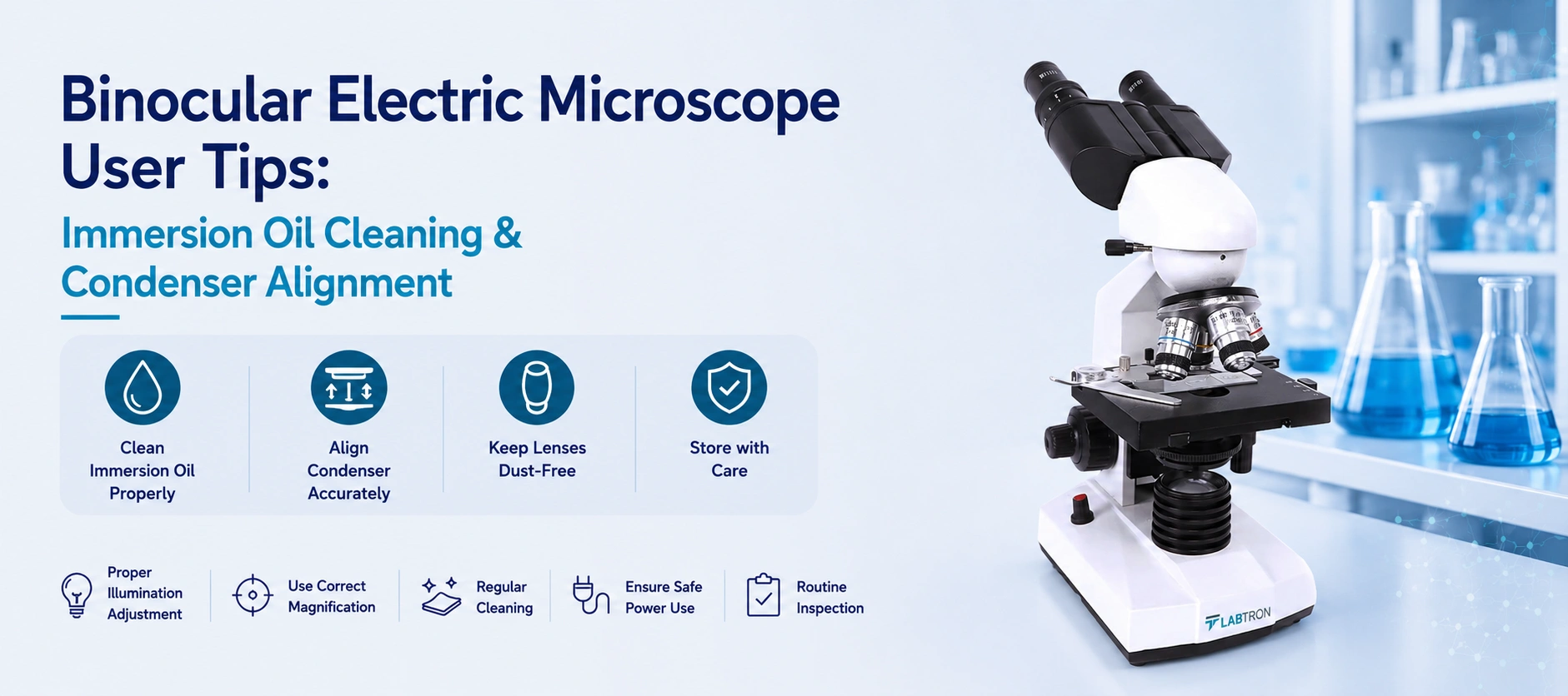 Binocular Electric Microscope User Tips: Immersion Oil Cleaning & Condenser Alignment