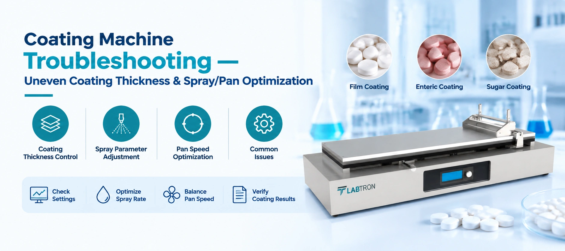 Coating Machine Troubleshooting — Uneven Coating Thickness & Spray/Pan Optimization