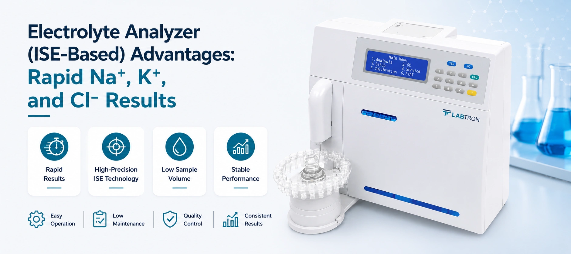 Electrolyte Analyzer (ISE-Based) Advantages: Rapid Na⁺, K⁺, And Cl⁻ Results