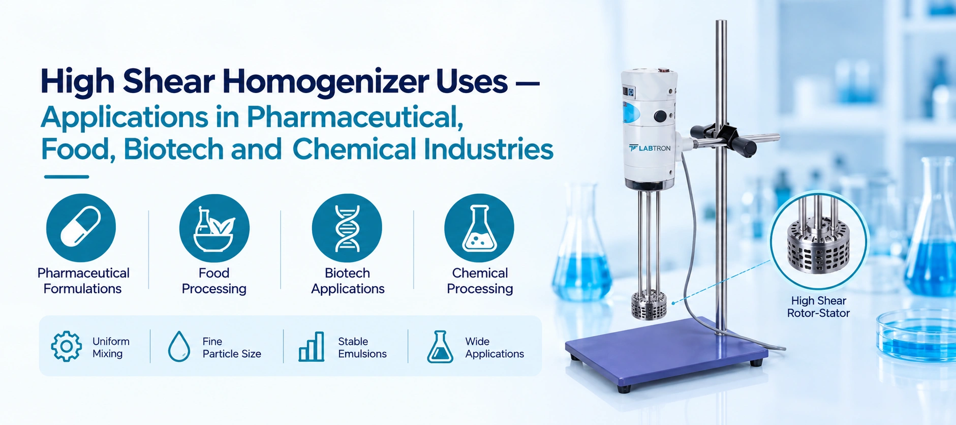 High Shear Homogenizer Uses — Applications In Pharmaceutical, Food, Biotech And  Chemical Industries