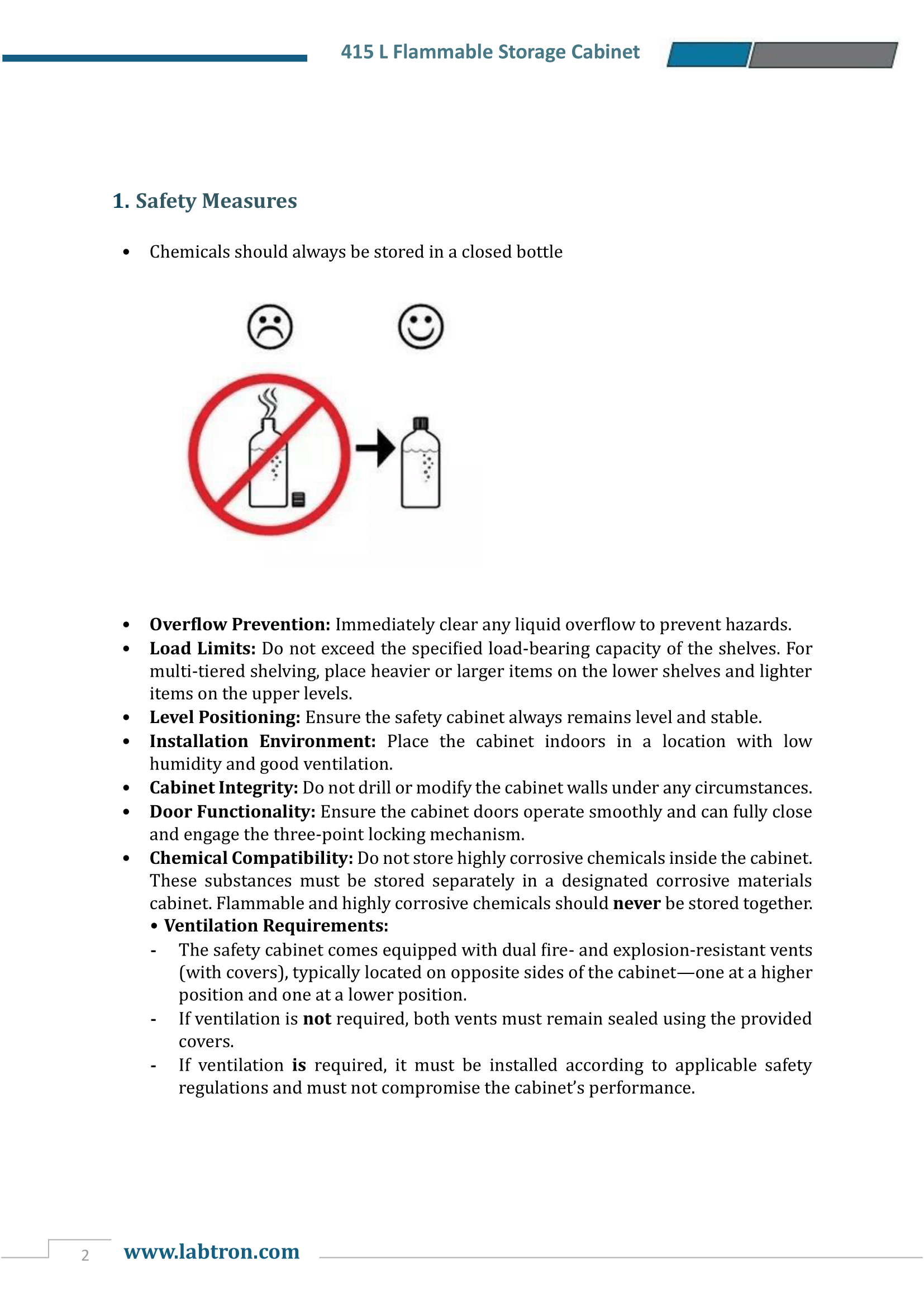 Flammable Storage Cabinet LFSC-A11 (170 L) Manual