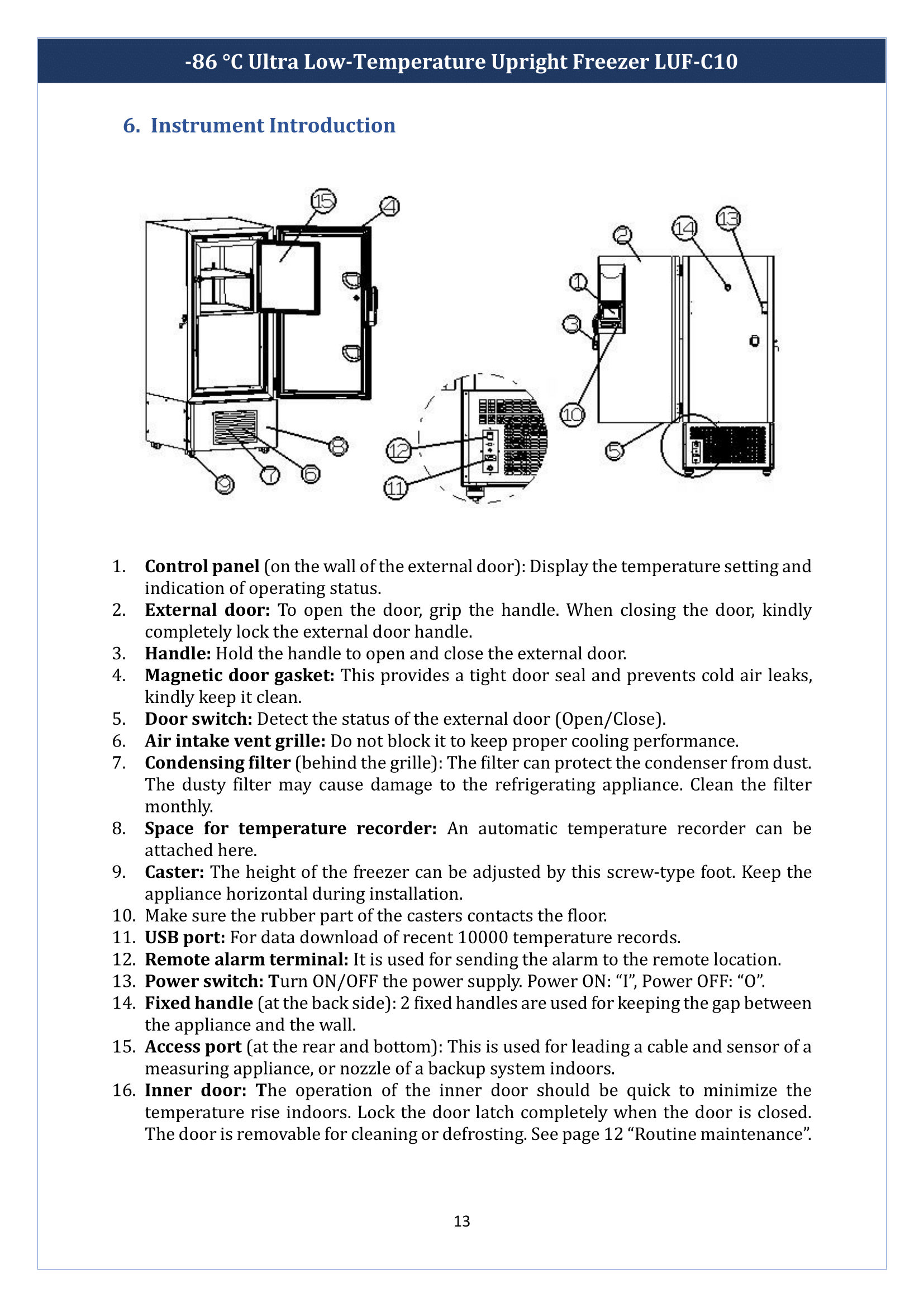 -86 °C Ultra Low-Temperature Upright Freezer LUF-C10 Manual