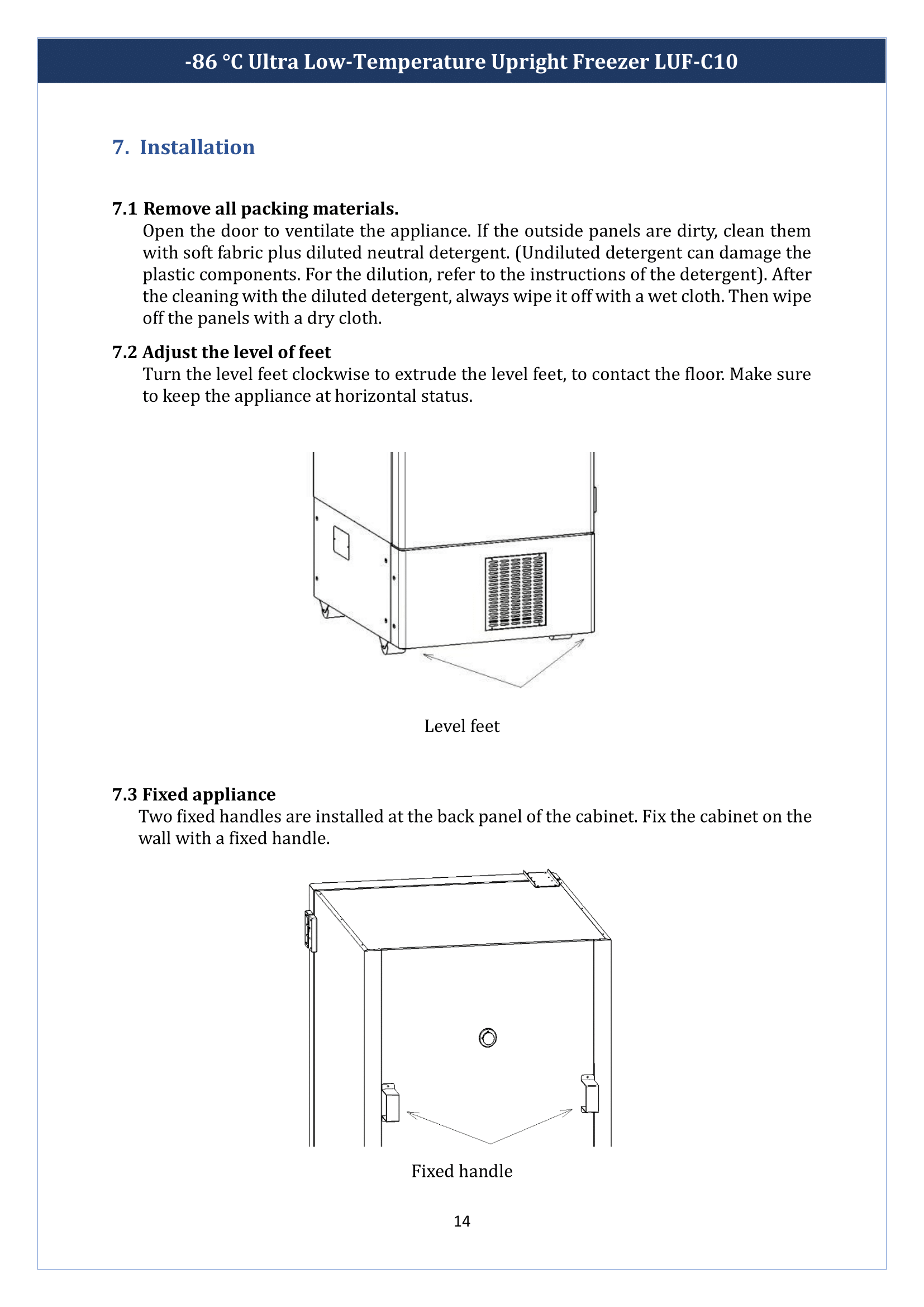-86 °C Ultra Low-Temperature Upright Freezer LUF-C10 Manual