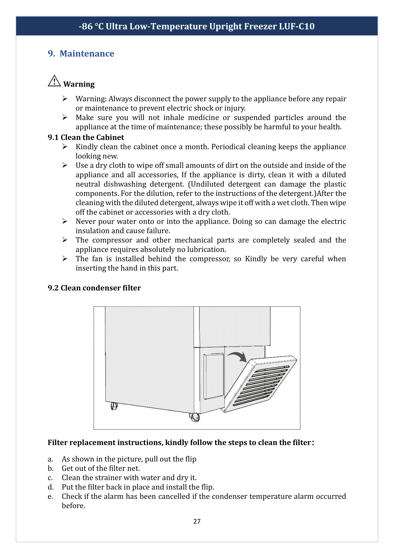 -86 °C Ultra Low-Temperature Upright Freezer LUF-C10 Manual