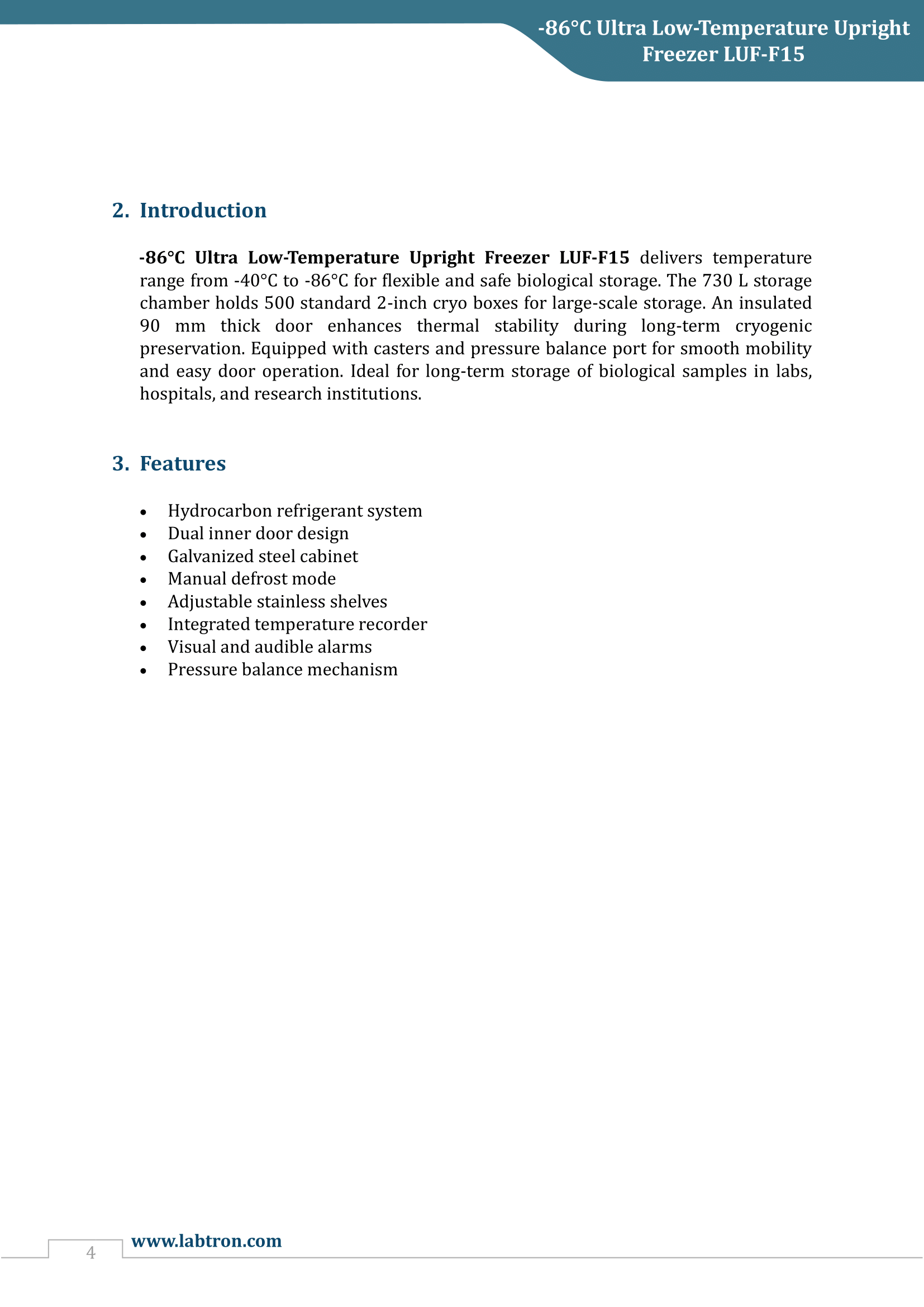 -86°C Ultra Low-Temperature Upright Freezer LUF-F15 Manual