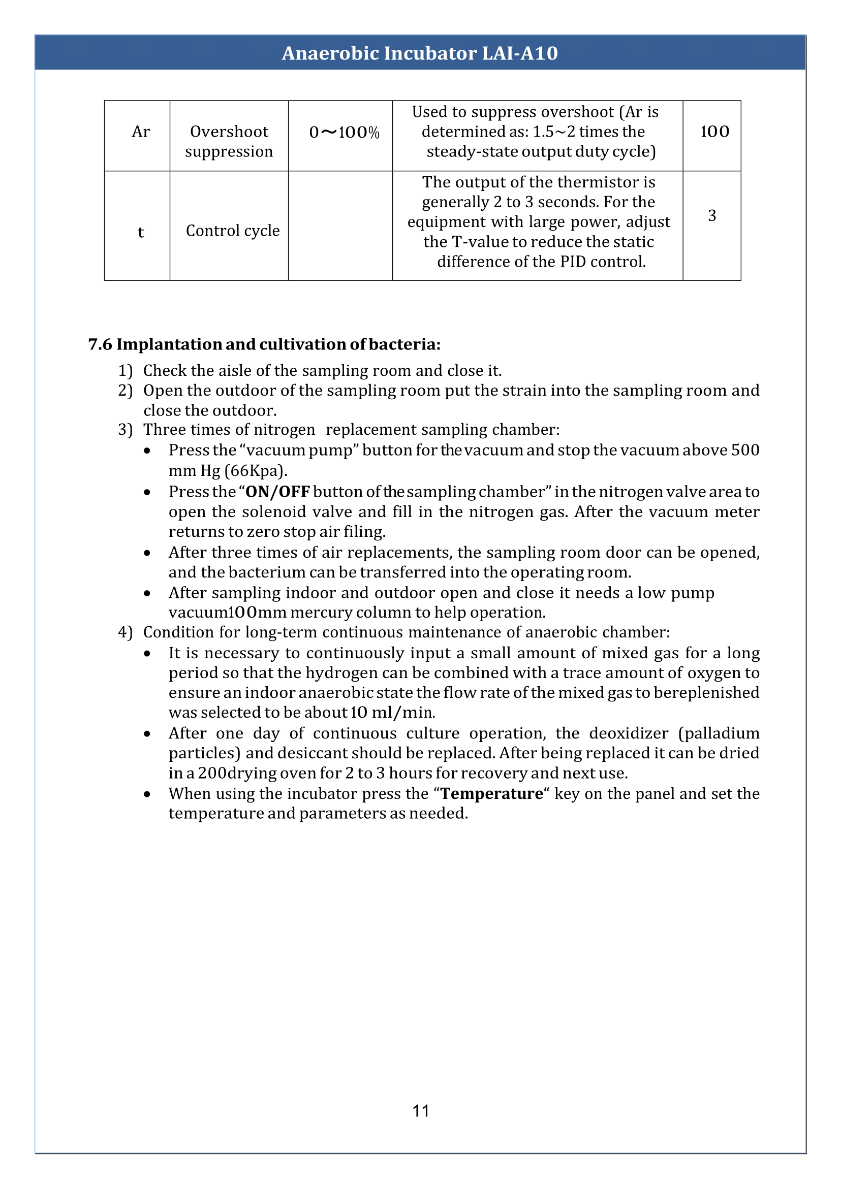 Anaerobic Incubator LAI-A10 Manual
