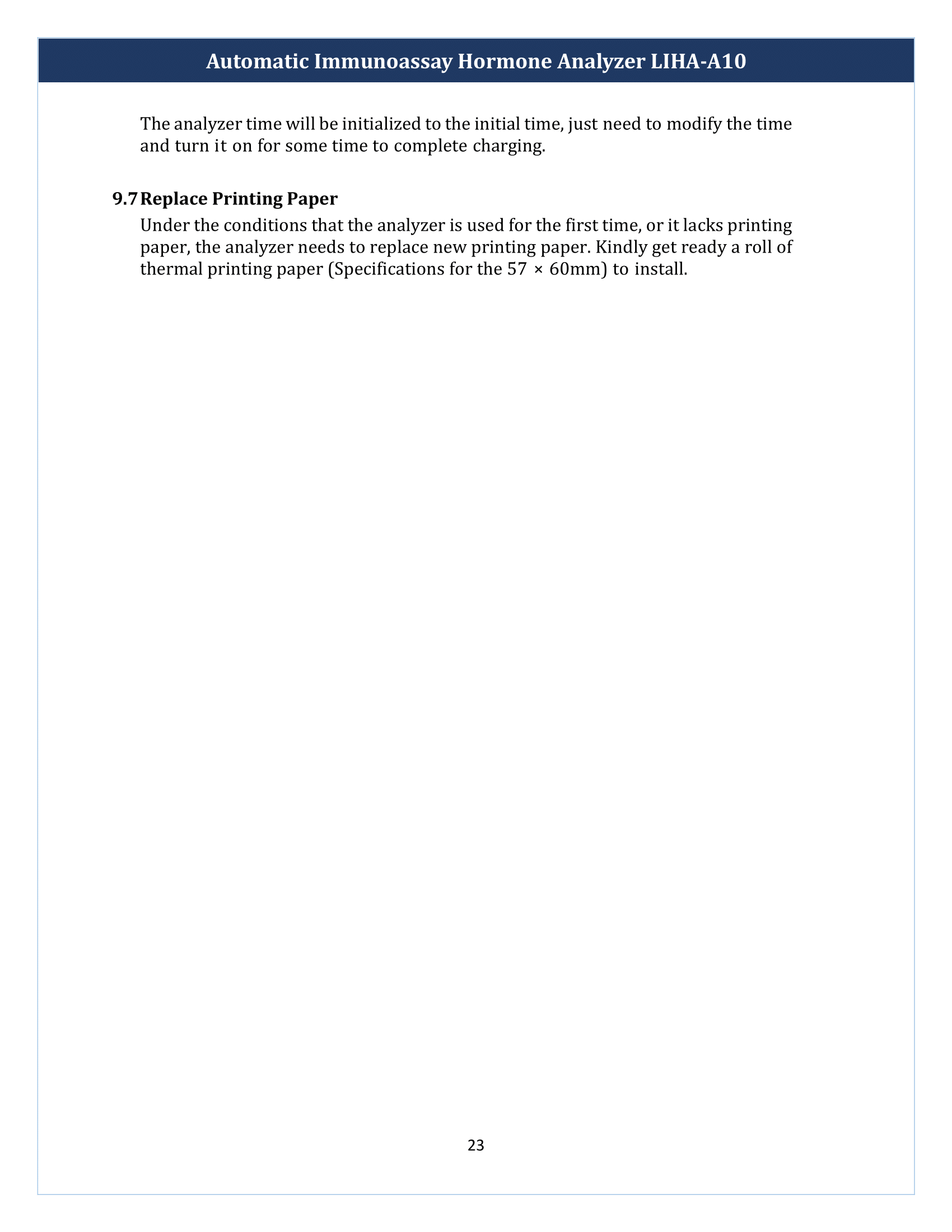 Automatic Immunoassay Hormone Analyzer LIHA-A10 Manual