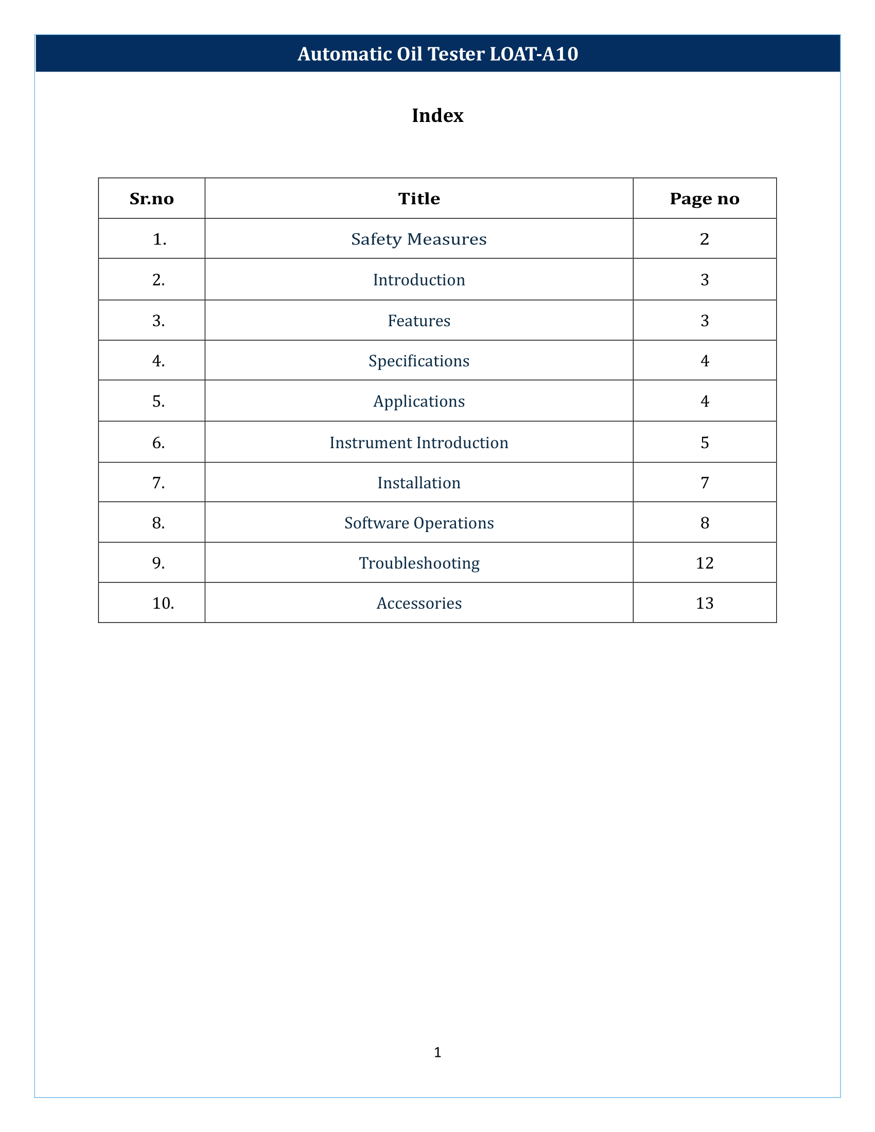 Automatic Oil Tester LOAT-A10 Manual