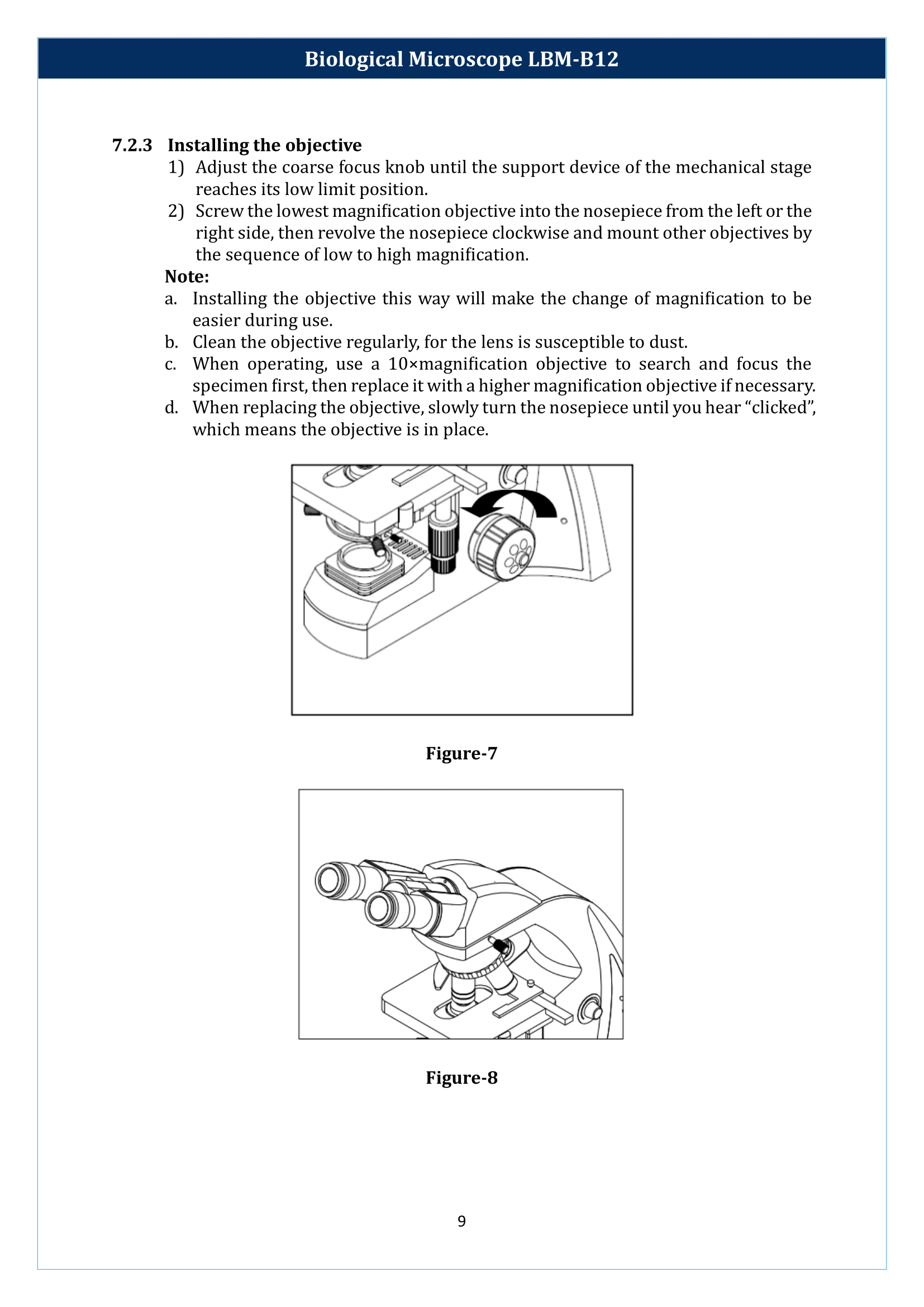 Biological microscope LBM-B12 Manual