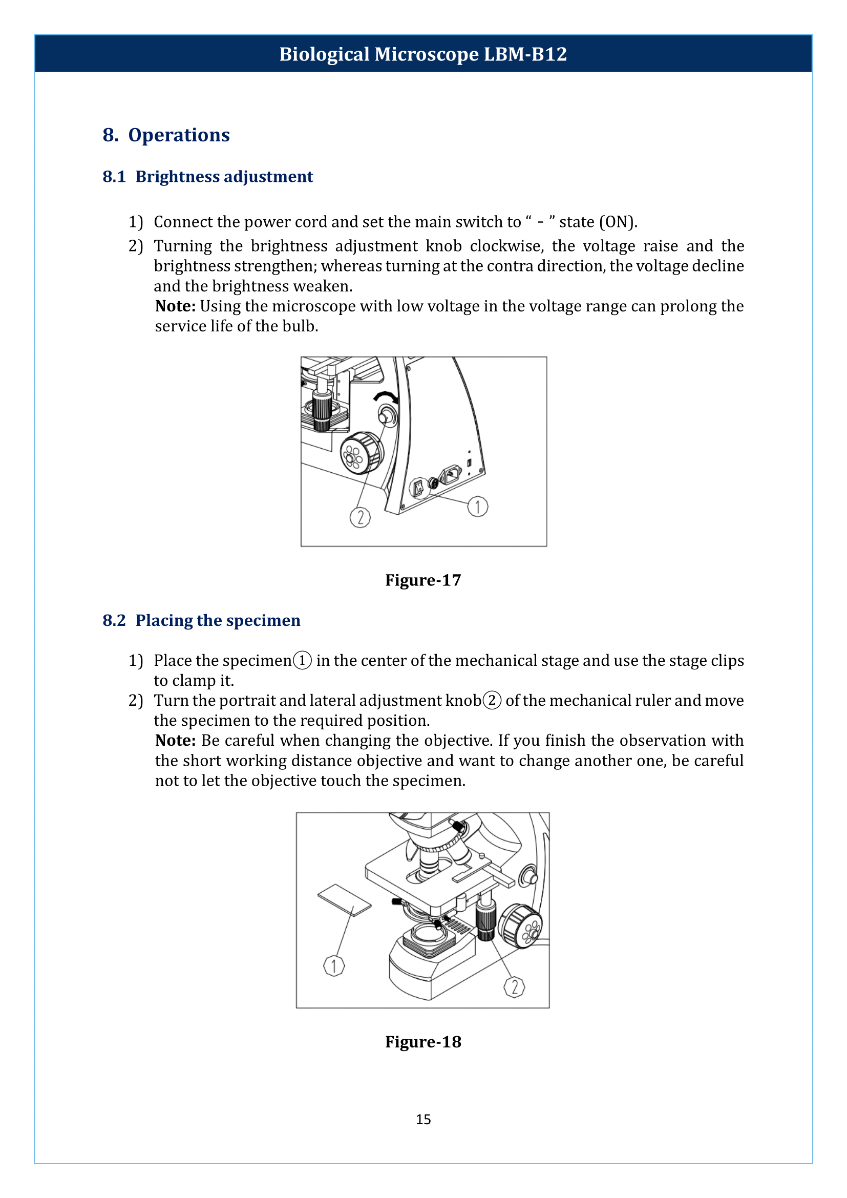 Biological microscope LBM-B12 Manual