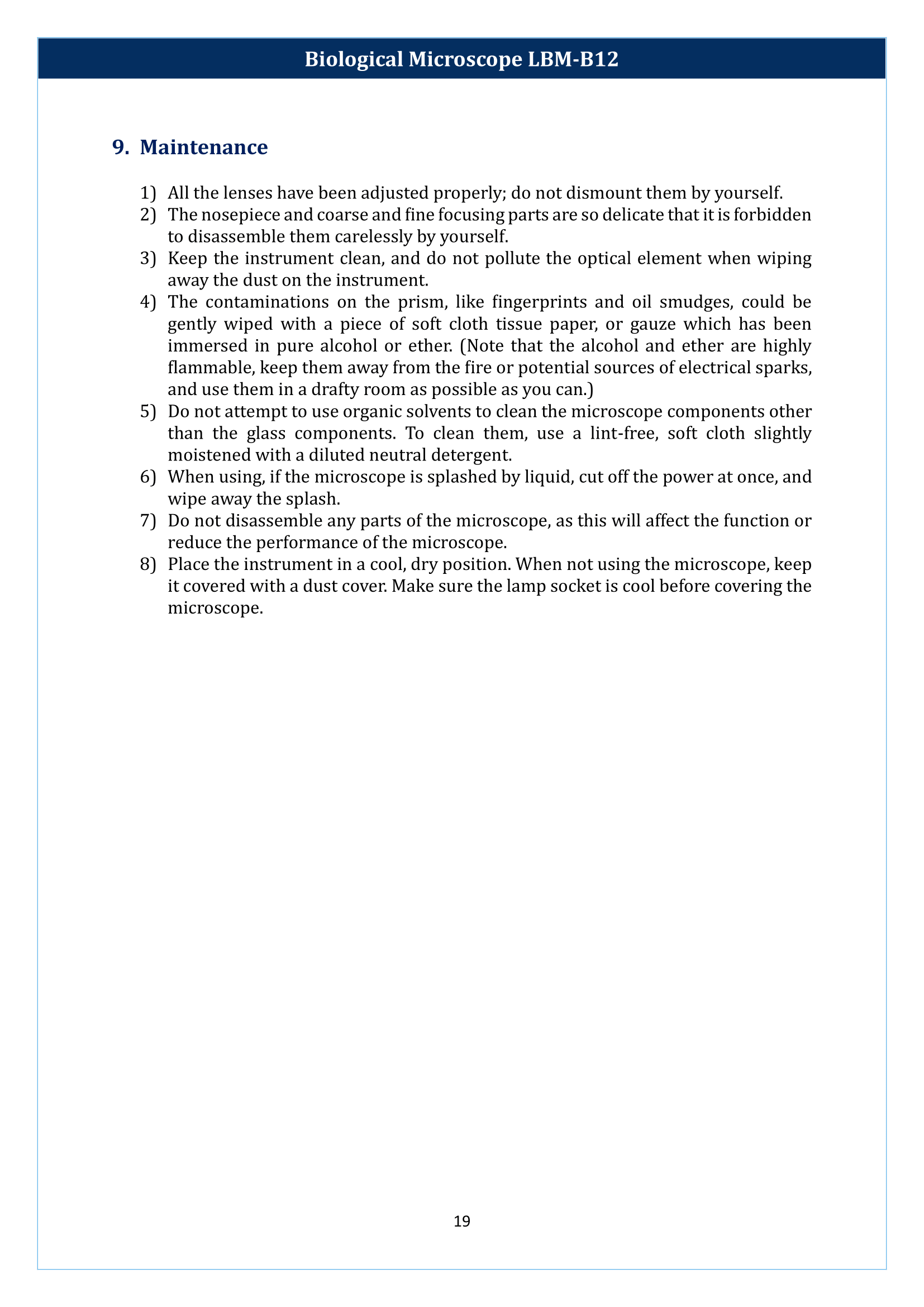 Biological microscope LBM-B12 Manual