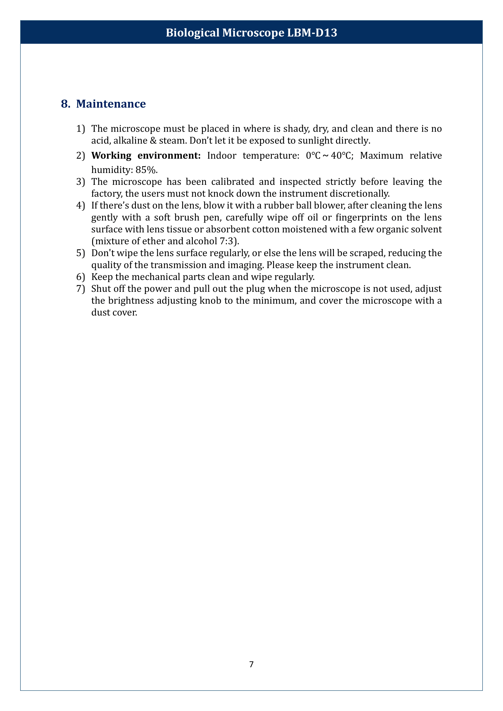 Biological Microscope LBM-D13 Manual