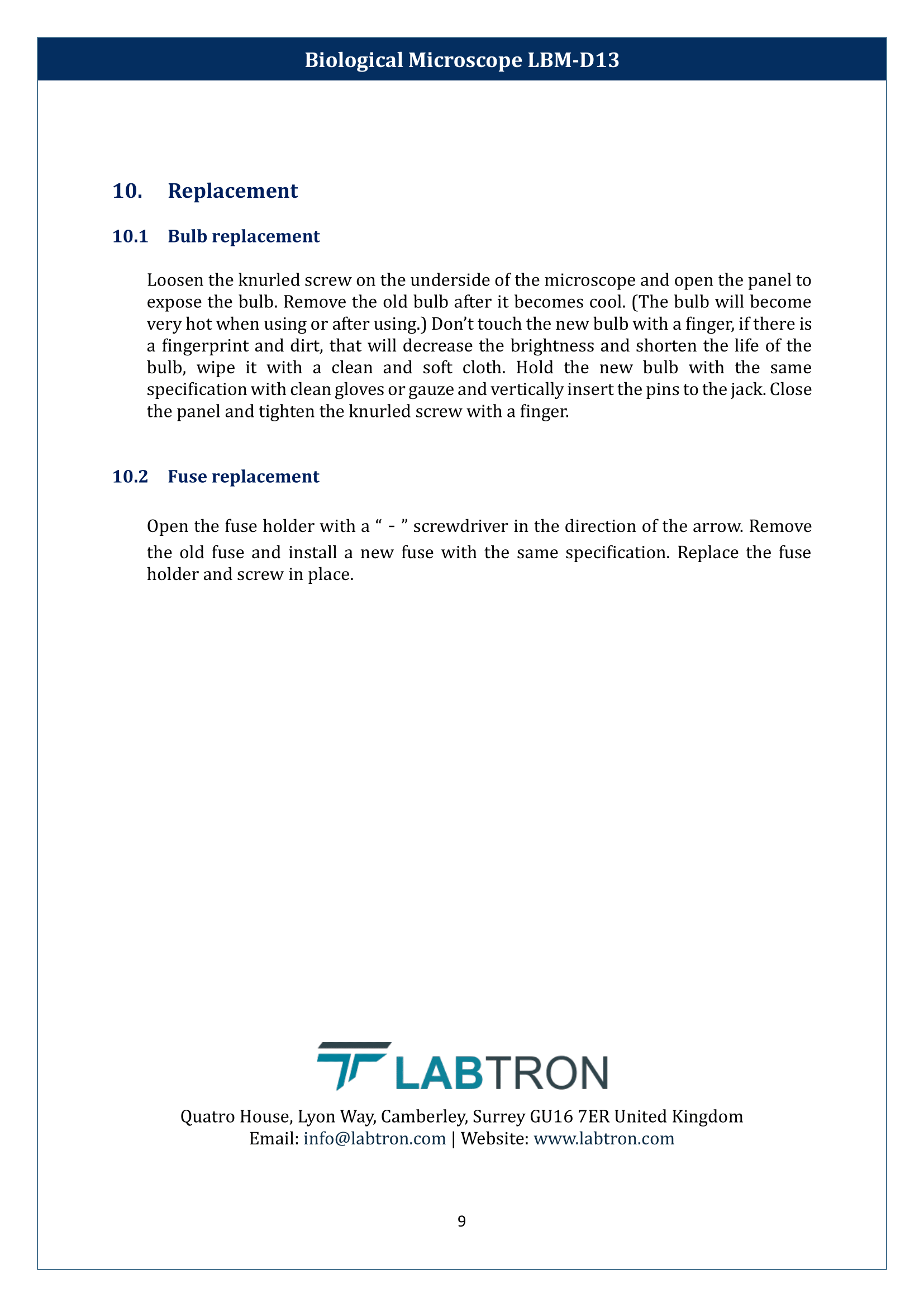 Biological Microscope LBM-D13 Manual