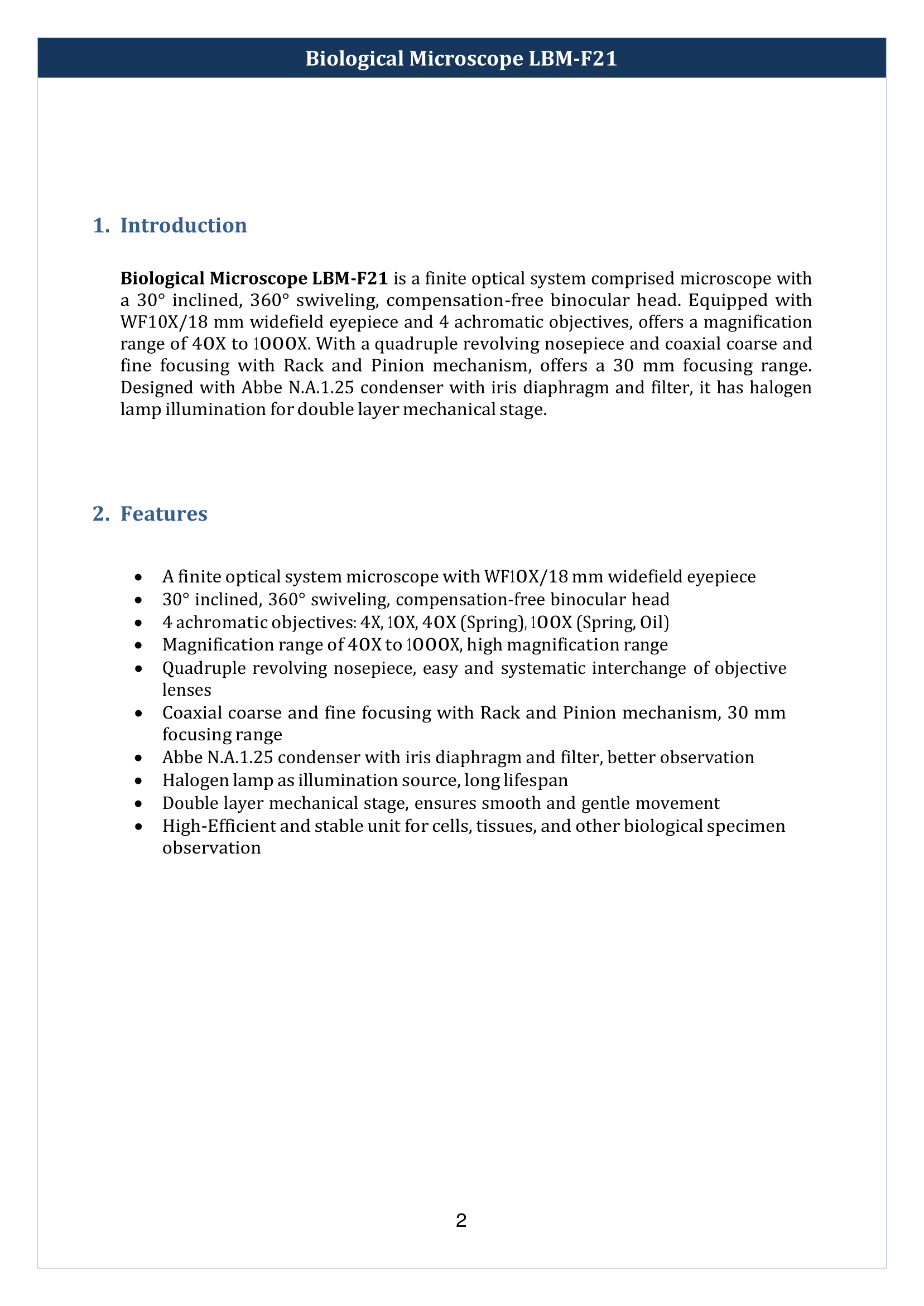 Biological Microscope LBM-F21 Manual