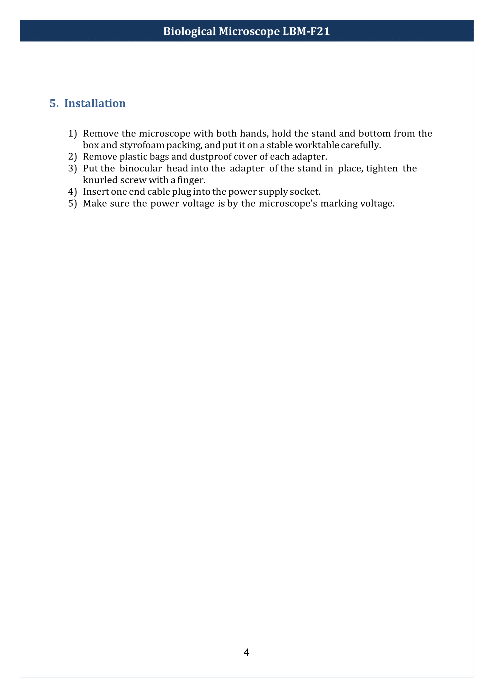 Biological Microscope LBM-F21 Manual