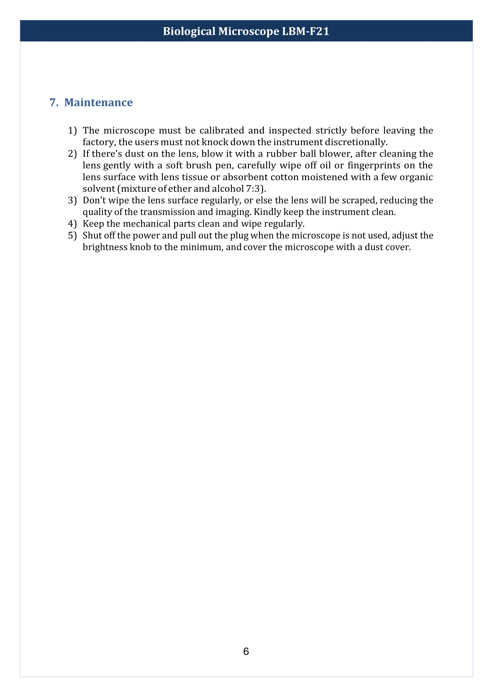 Biological Microscope LBM-F21 Manual