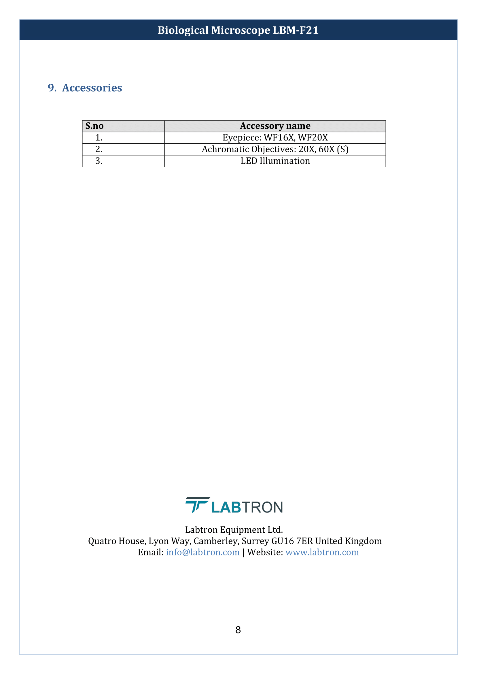 Biological Microscope LBM-F21 Manual