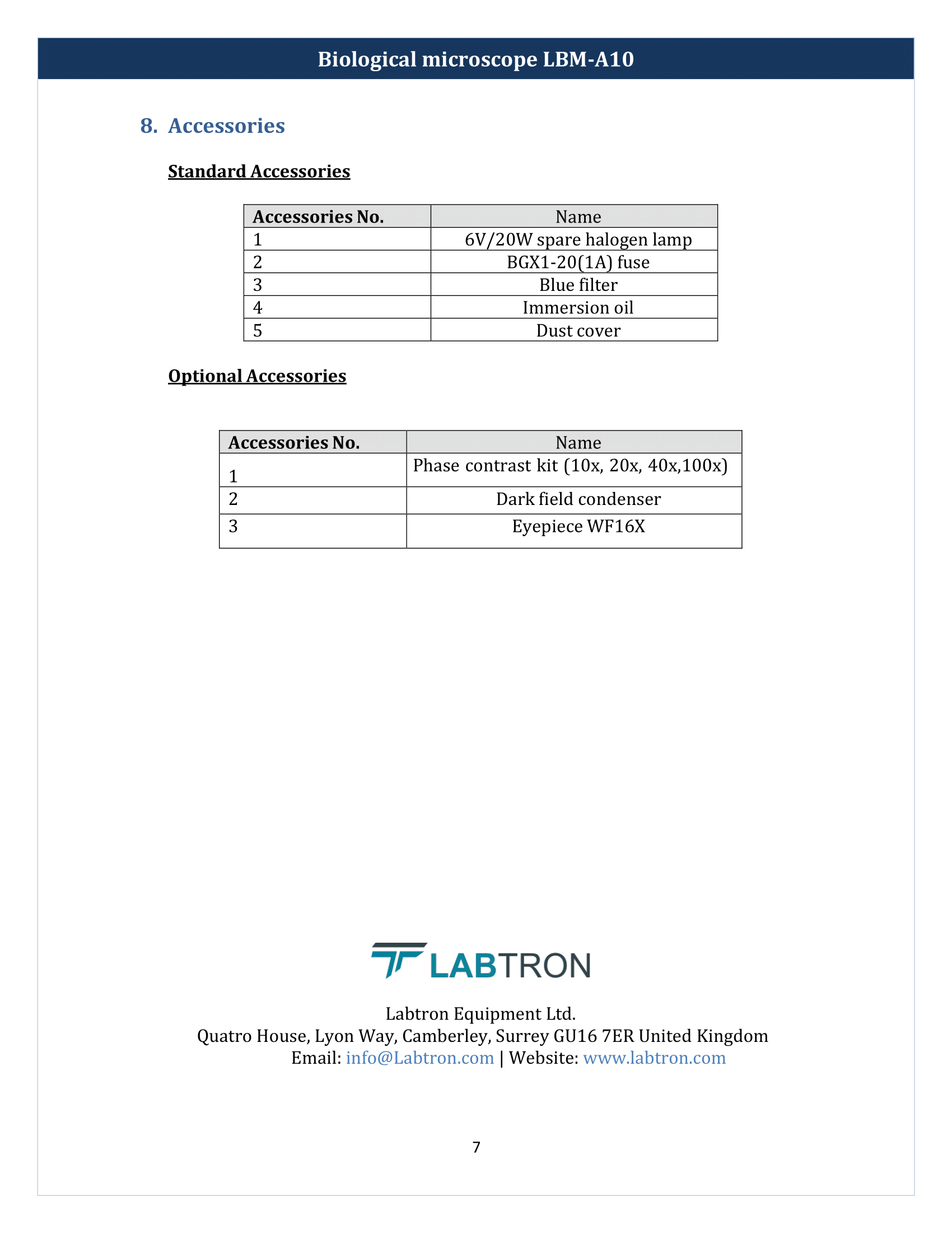 Biological microscope LBM-A10 Manual
