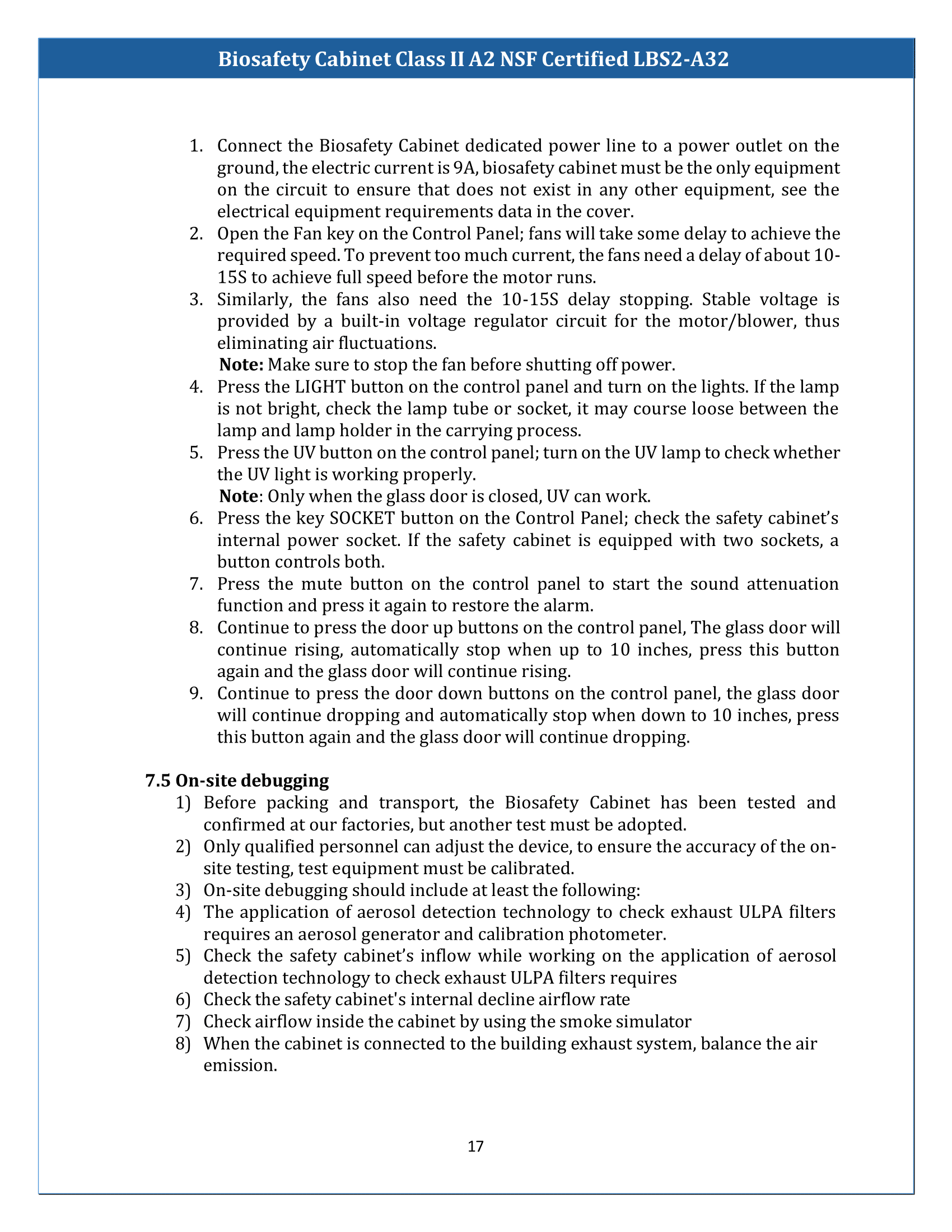 Biosafety Cabinet LBS2-A32 (Class II A2) Manual