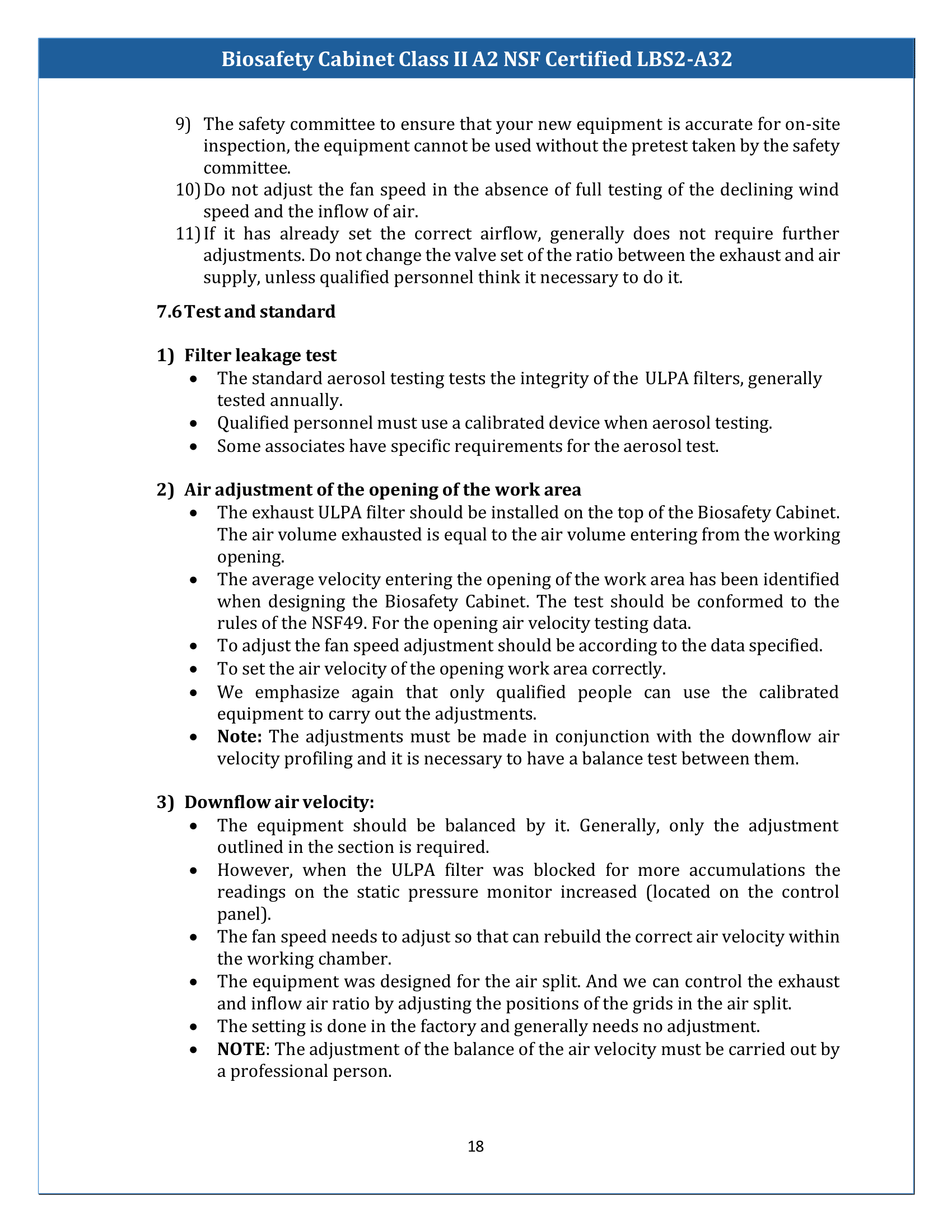 Biosafety Cabinet LBS2-A32 (Class II A2) Manual