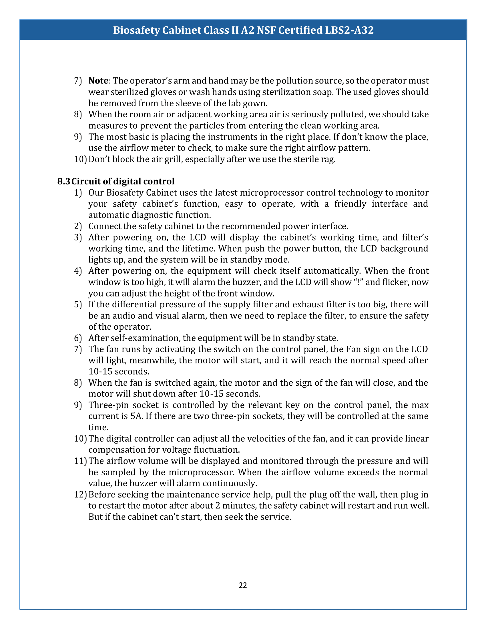 Biosafety Cabinet LBS2-A32 (Class II A2) Manual