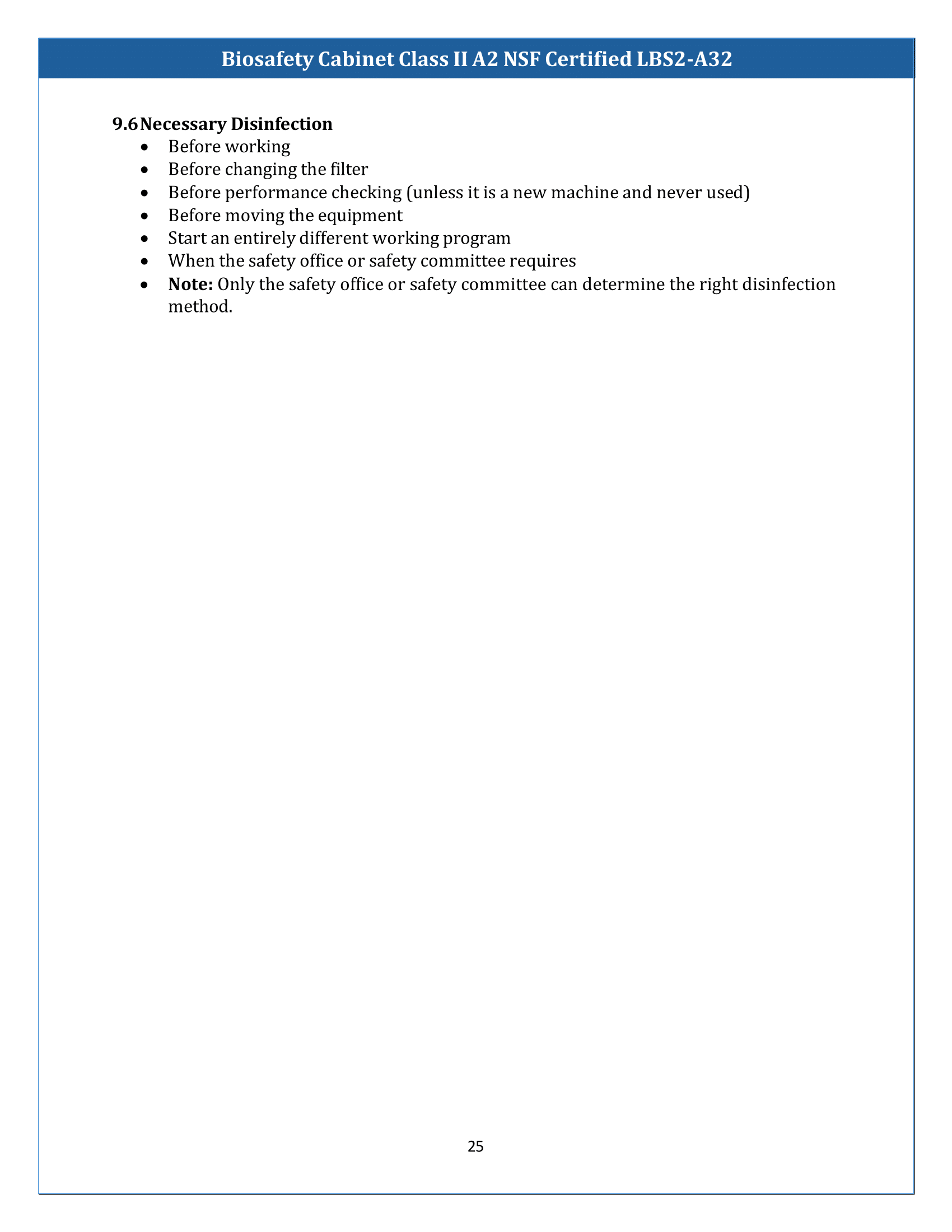 Biosafety Cabinet LBS2-A32 (Class II A2) Manual