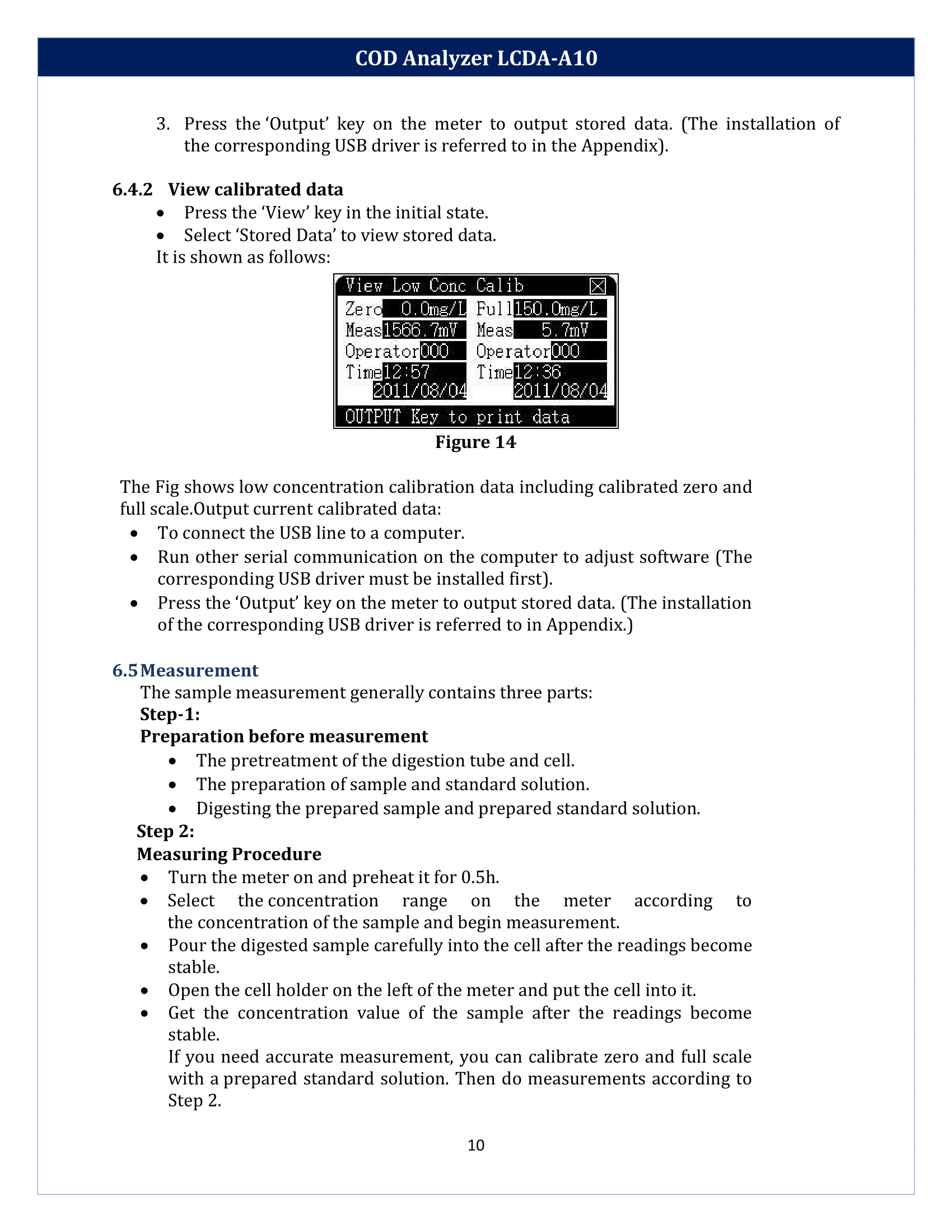 COD Analyzer LCDA-A10 Manual