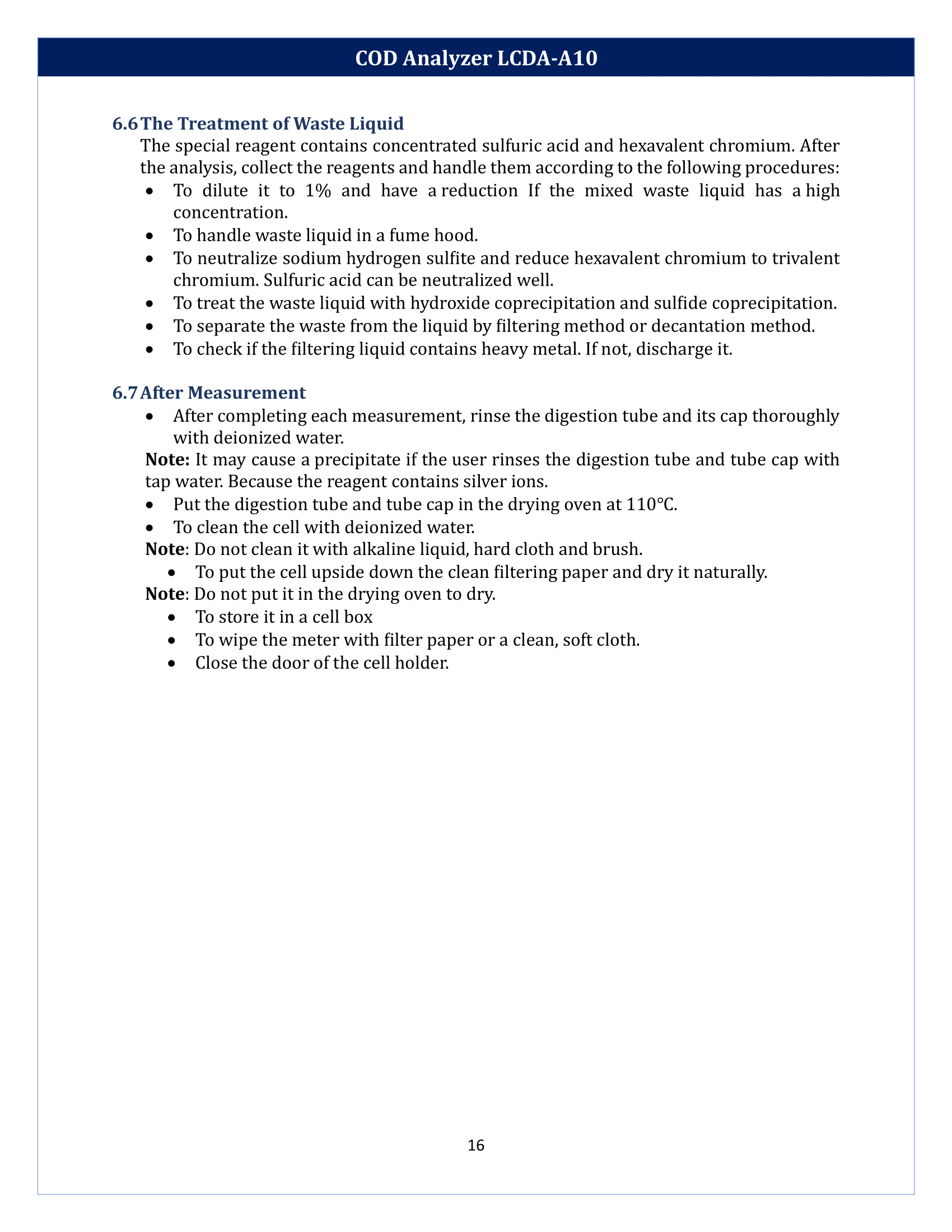 COD Analyzer LCDA-A10 Manual