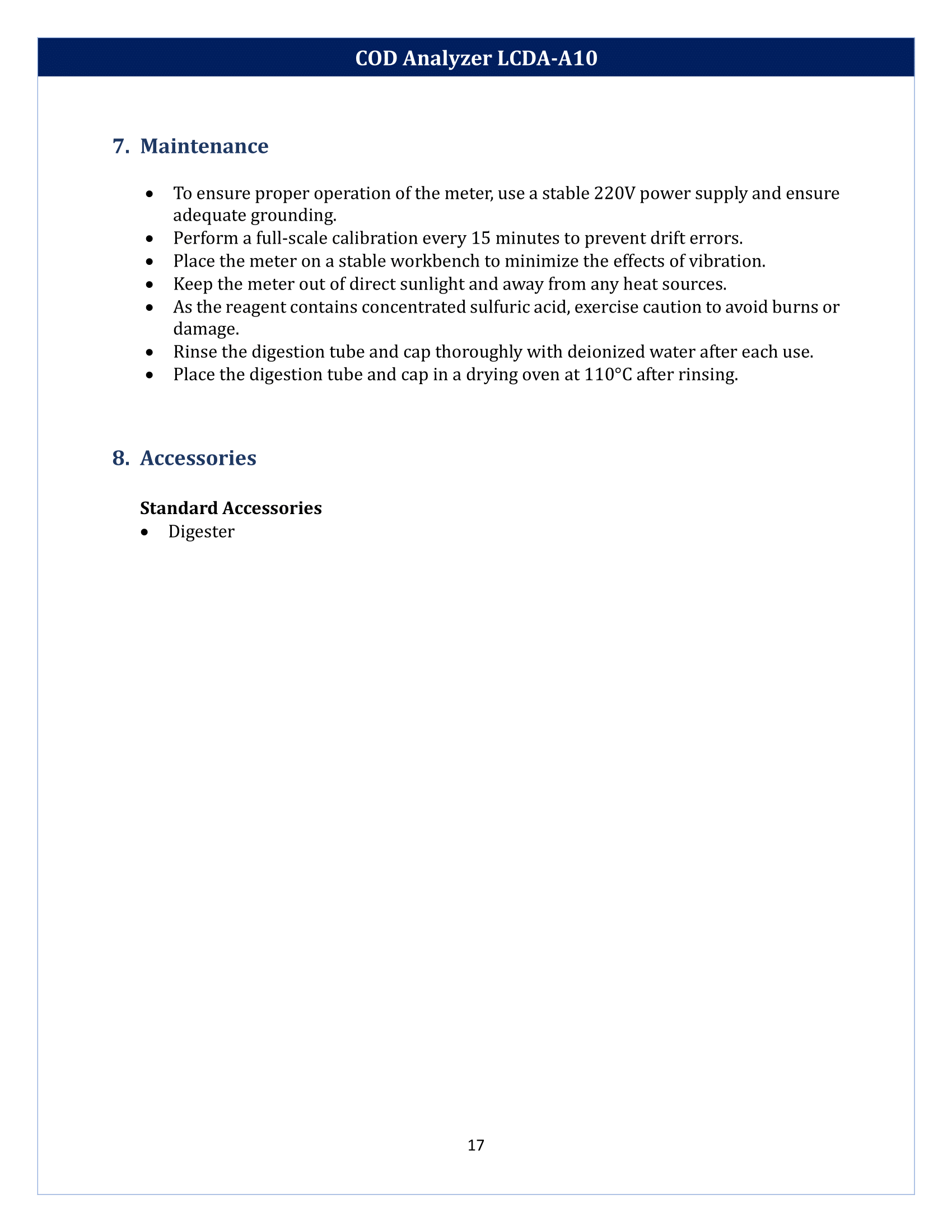 COD Analyzer LCDA-A10 Manual