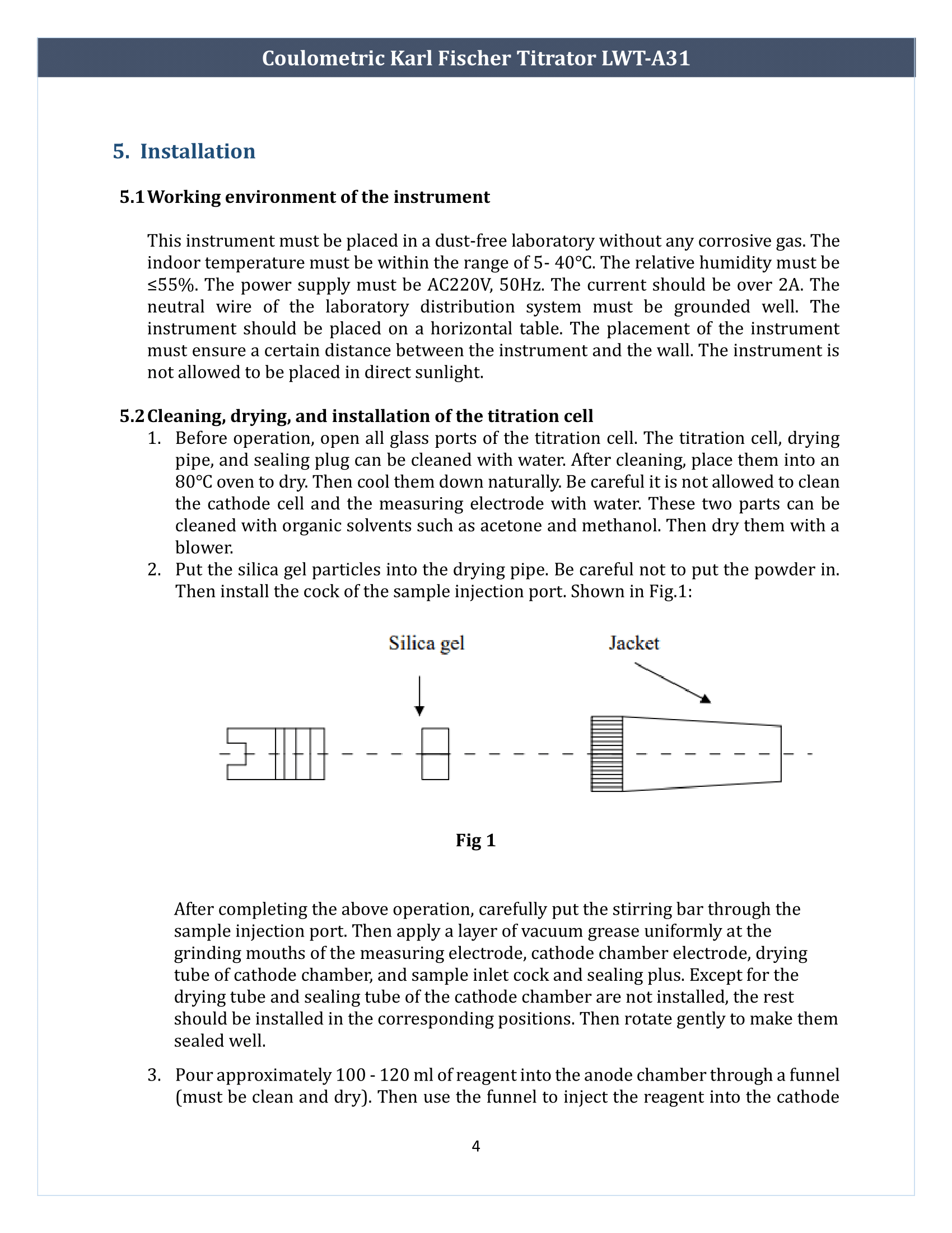 Coulometric Karl Fischer Titrator LWT-A31 Manual