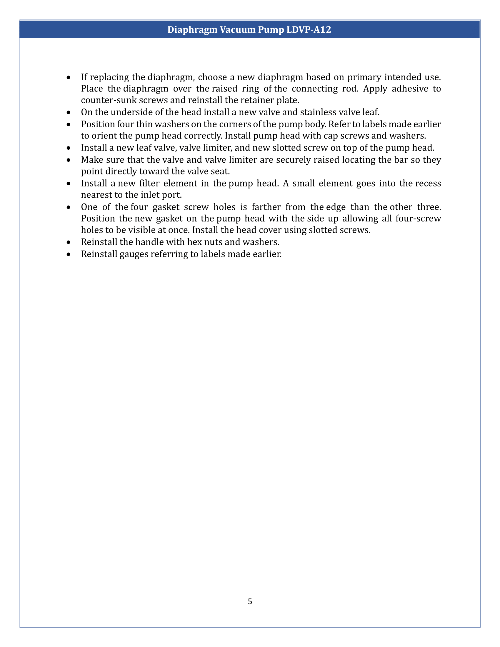 Diaphragm Vacuum Pump LDVP-A12 Manual