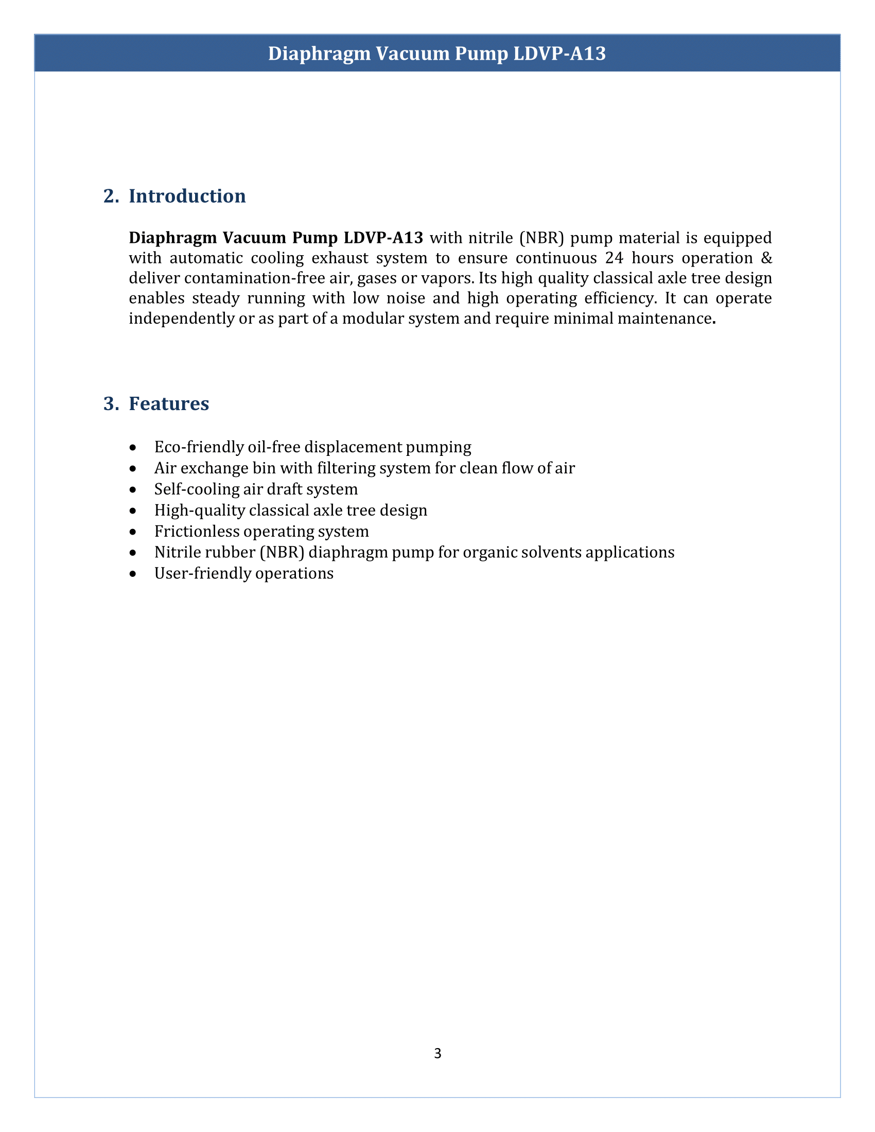 Diaphragm Vacuum Pump LDVP-A13 Manual