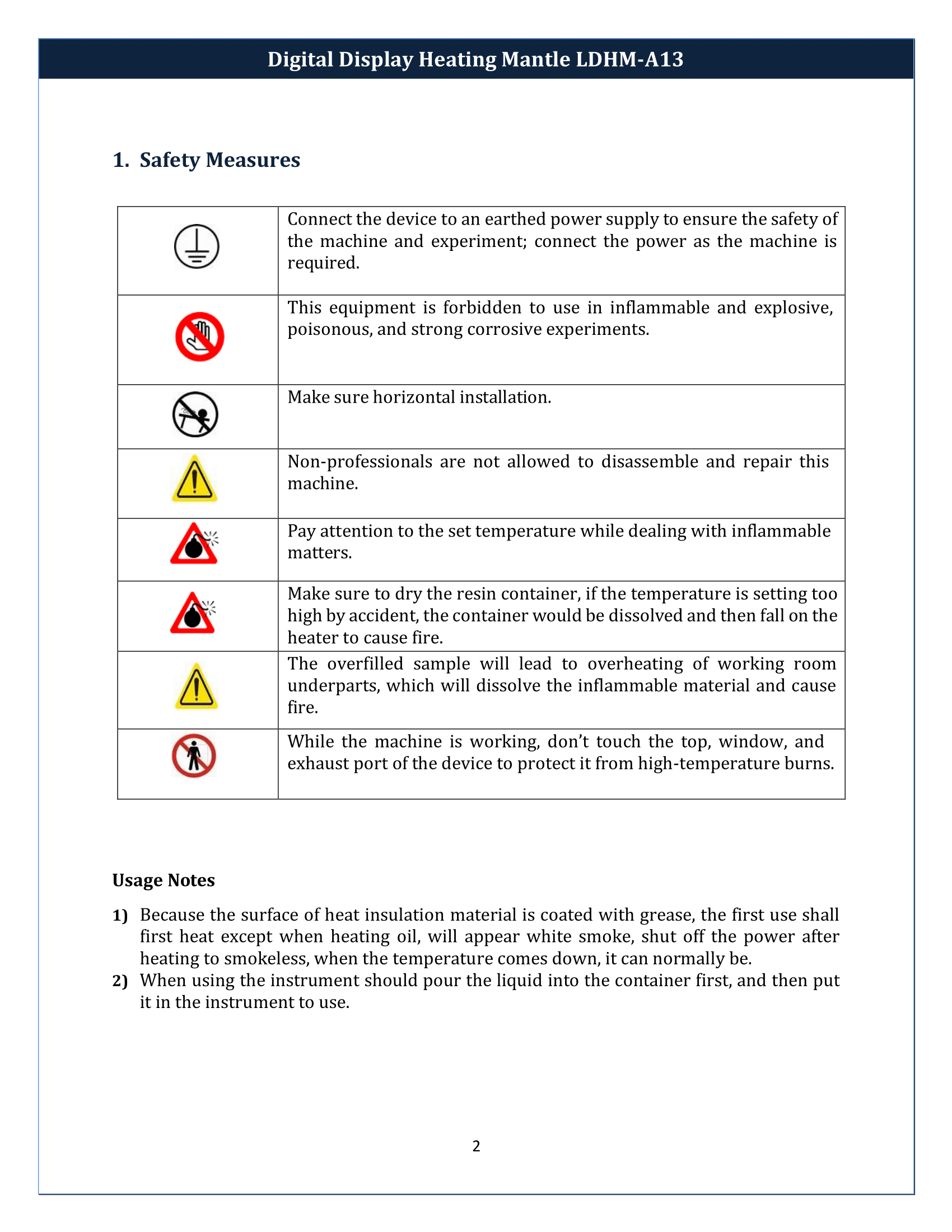 Digital Display Heating Mantle LDHM-A13 Manual