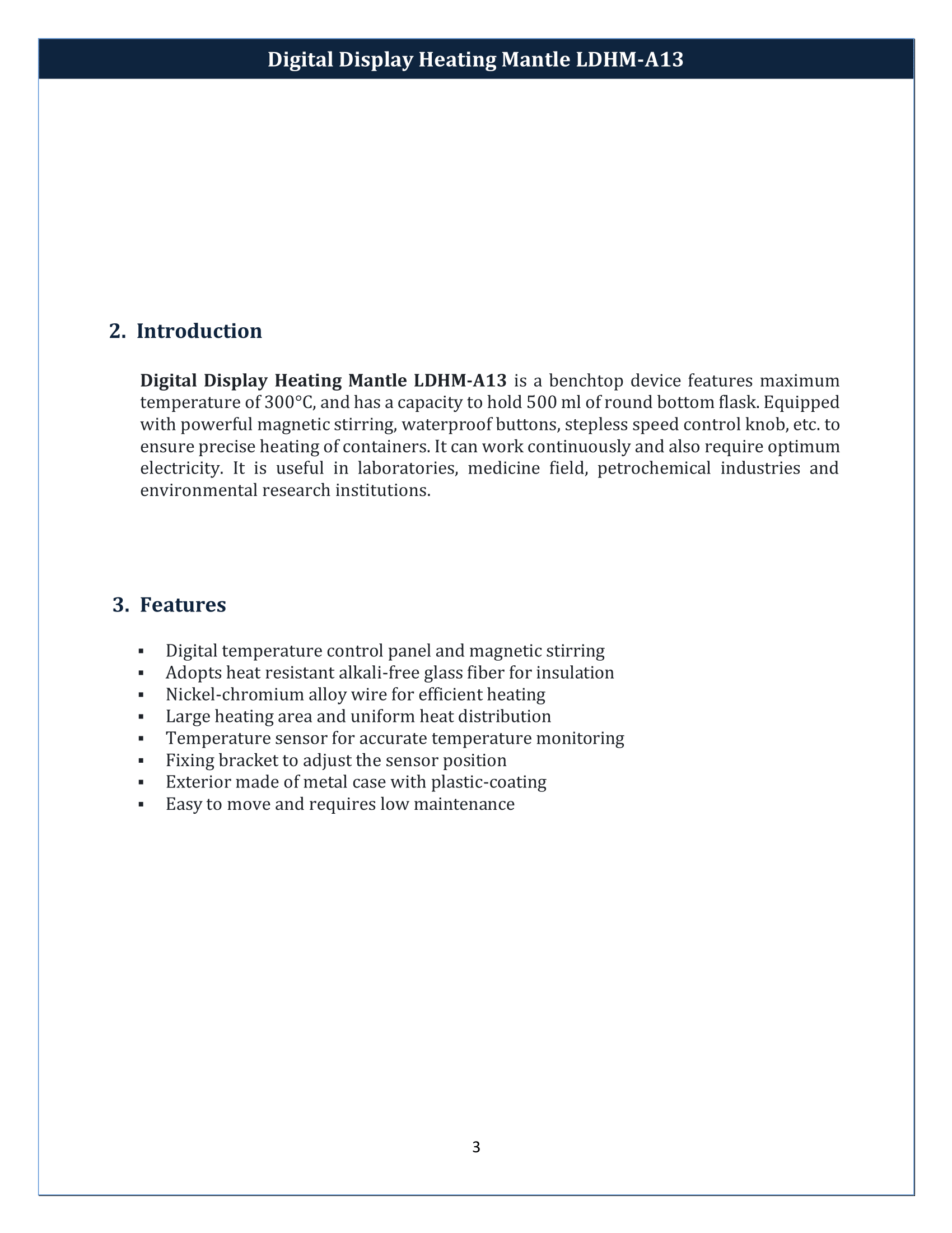Digital Display Heating Mantle LDHM-A13 Manual