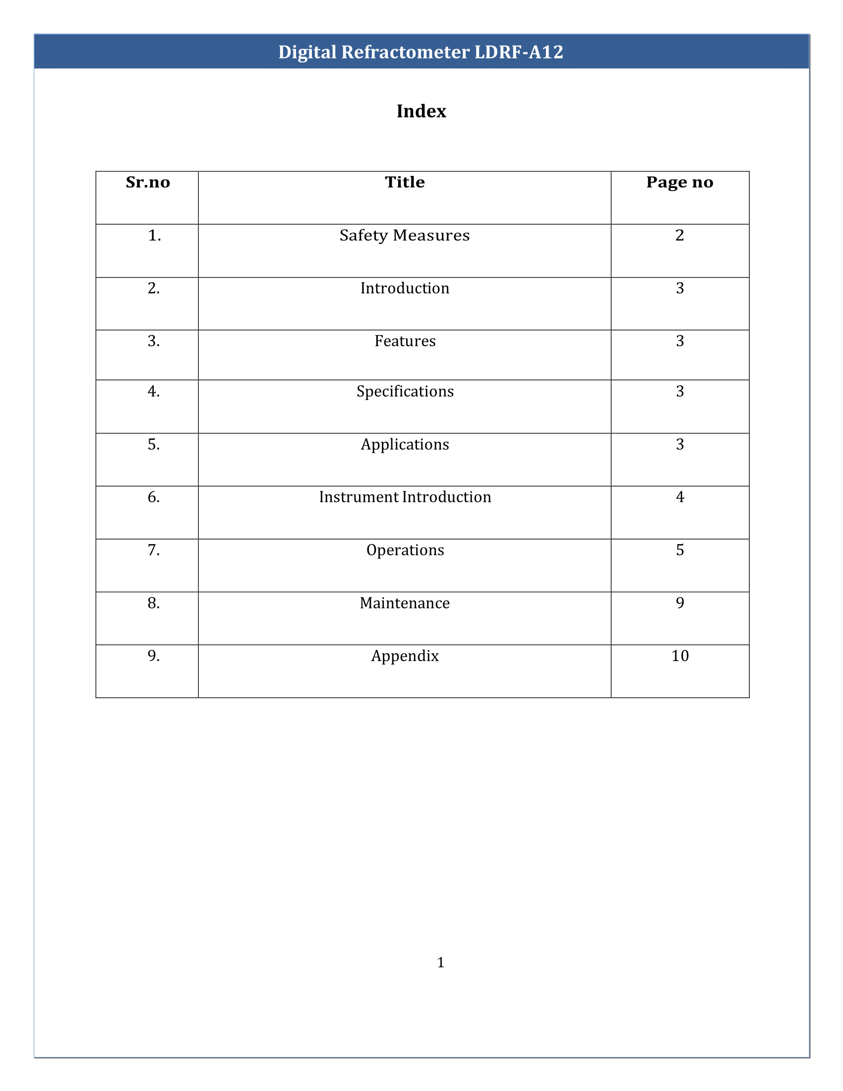 Digital Refractometer LDRF-A12 Manual