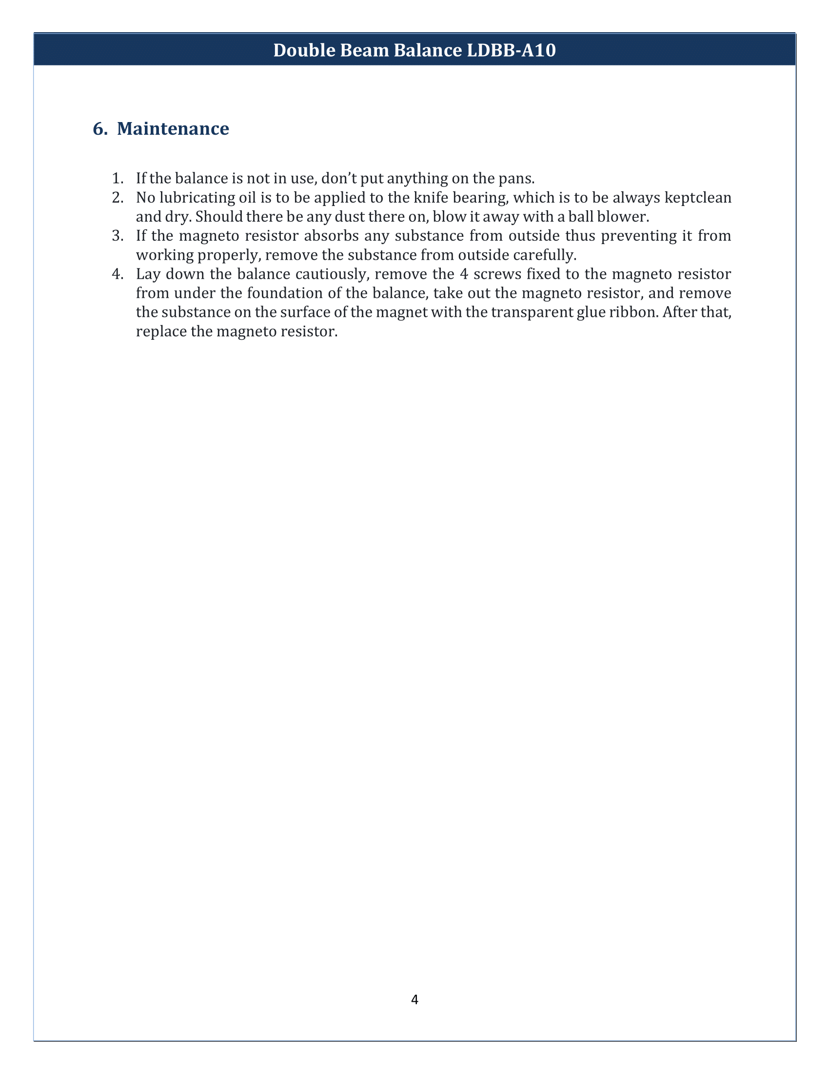 Double Beam Balance LDBB-A10 Manual