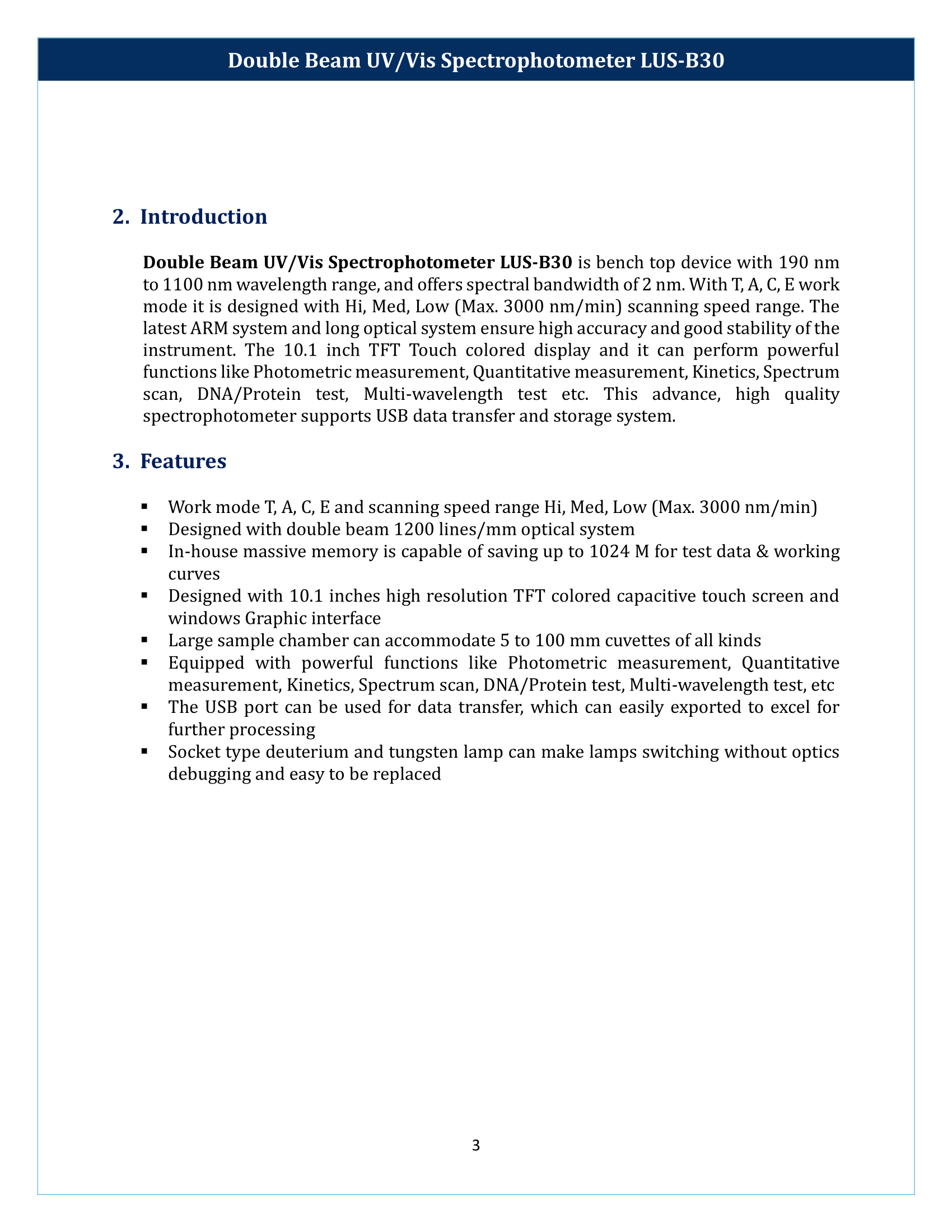 Double Beam UV-Vis Spectrophotometer LUS-B30 Manual