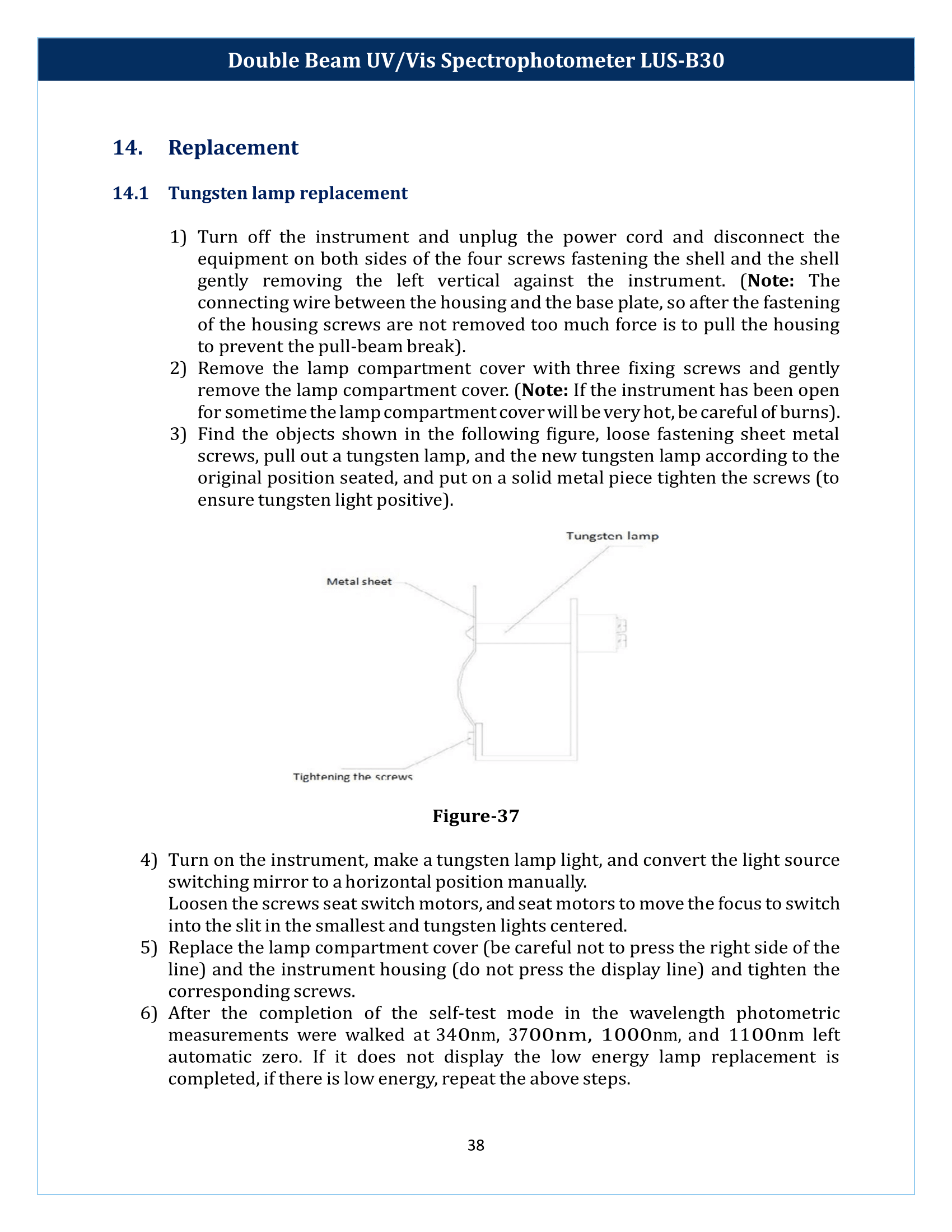 Double Beam UV-Vis Spectrophotometer LUS-B30 Manual