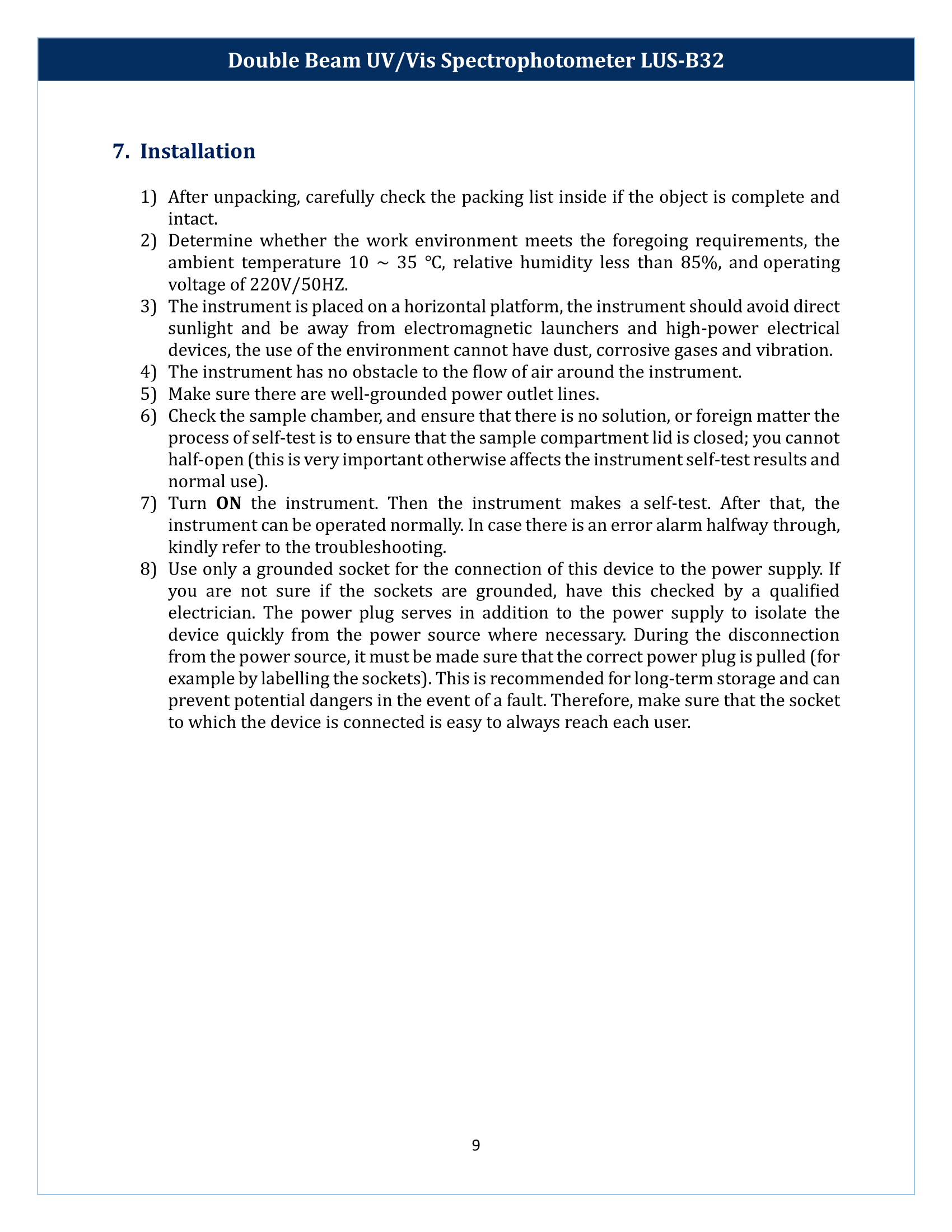 Double Beam UV-Vis Spectrophotometer LUS-B32 Manual
