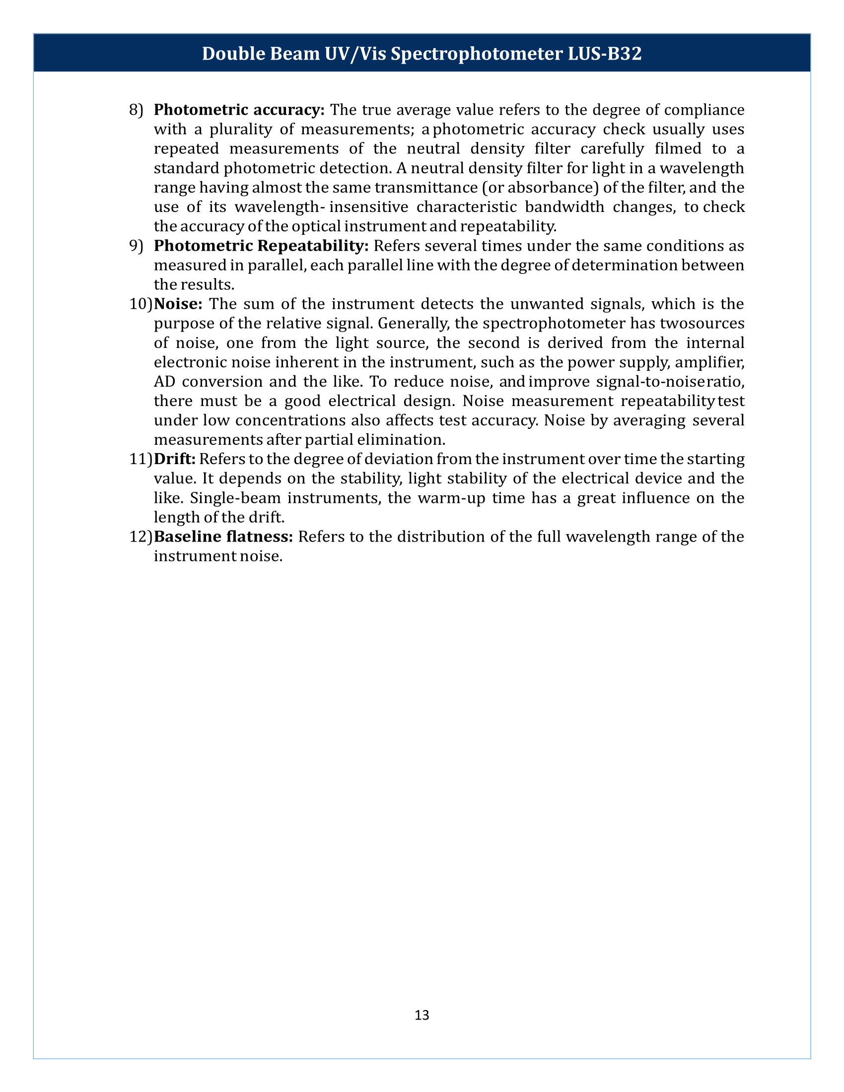 Double Beam UV-Vis Spectrophotometer LUS-B32 Manual