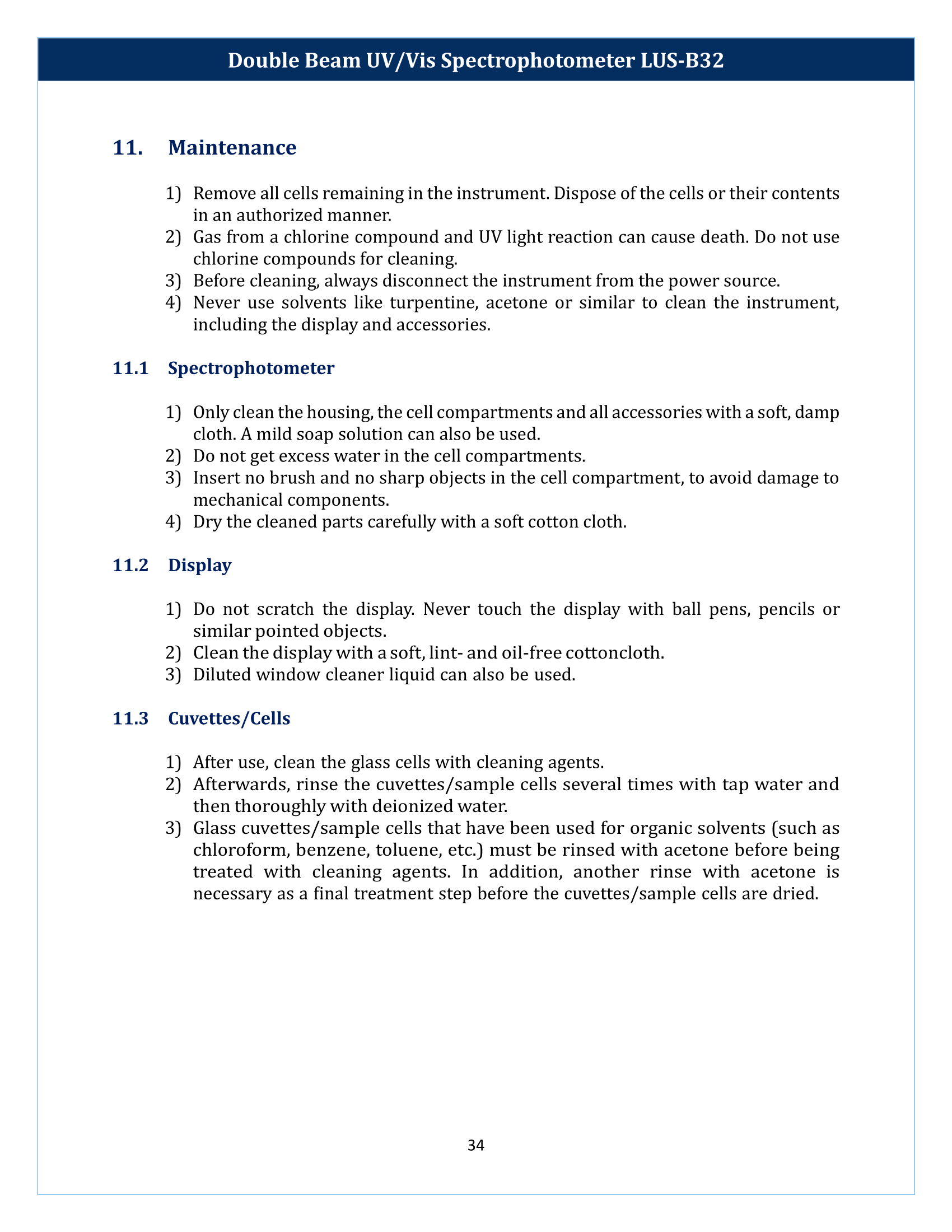 Double Beam UV-Vis Spectrophotometer LUS-B32 Manual