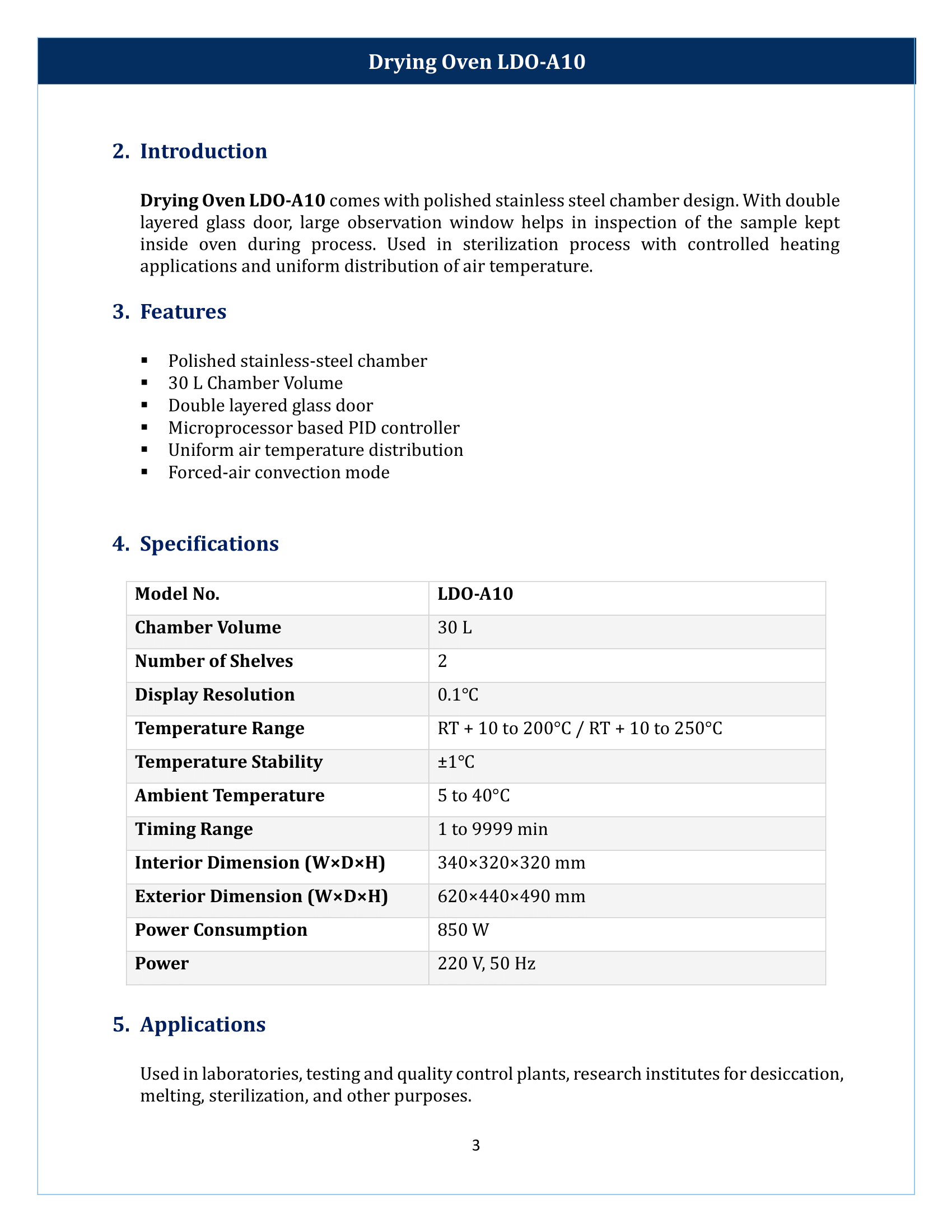 Drying Oven LDO-A10 Manual