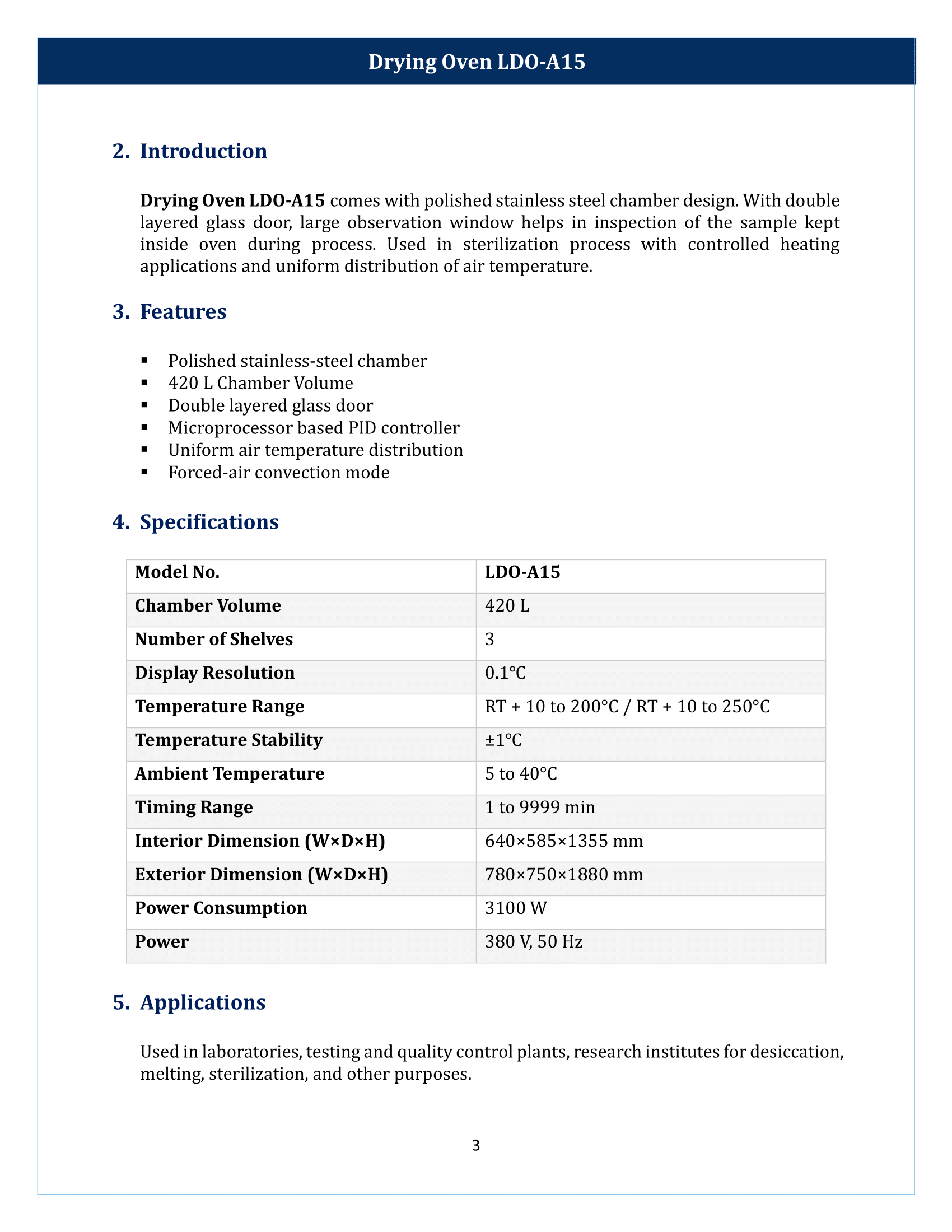 Drying Oven LDO-A15 Manual