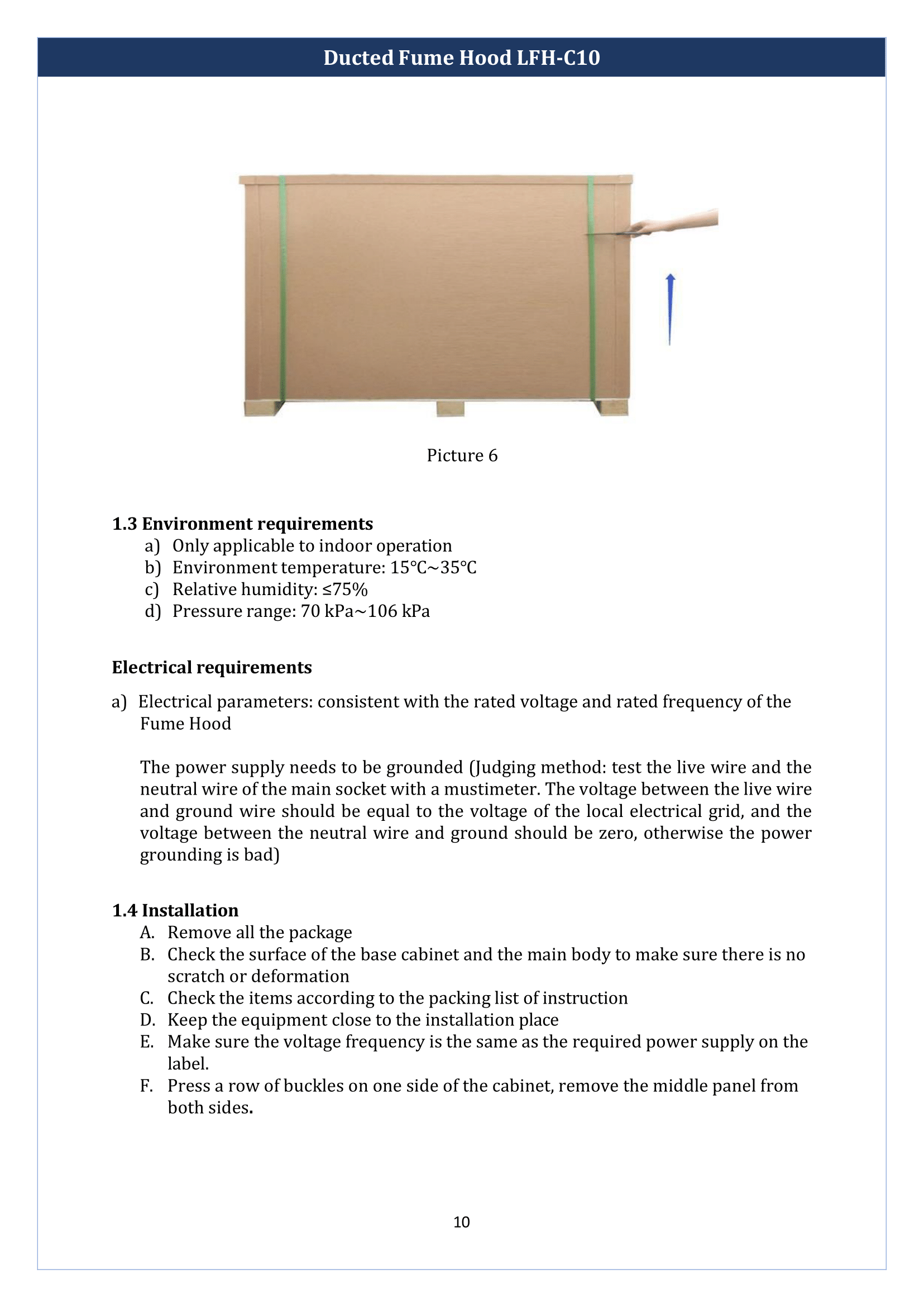 Ducted Fume Hood LFH-C10 Manual