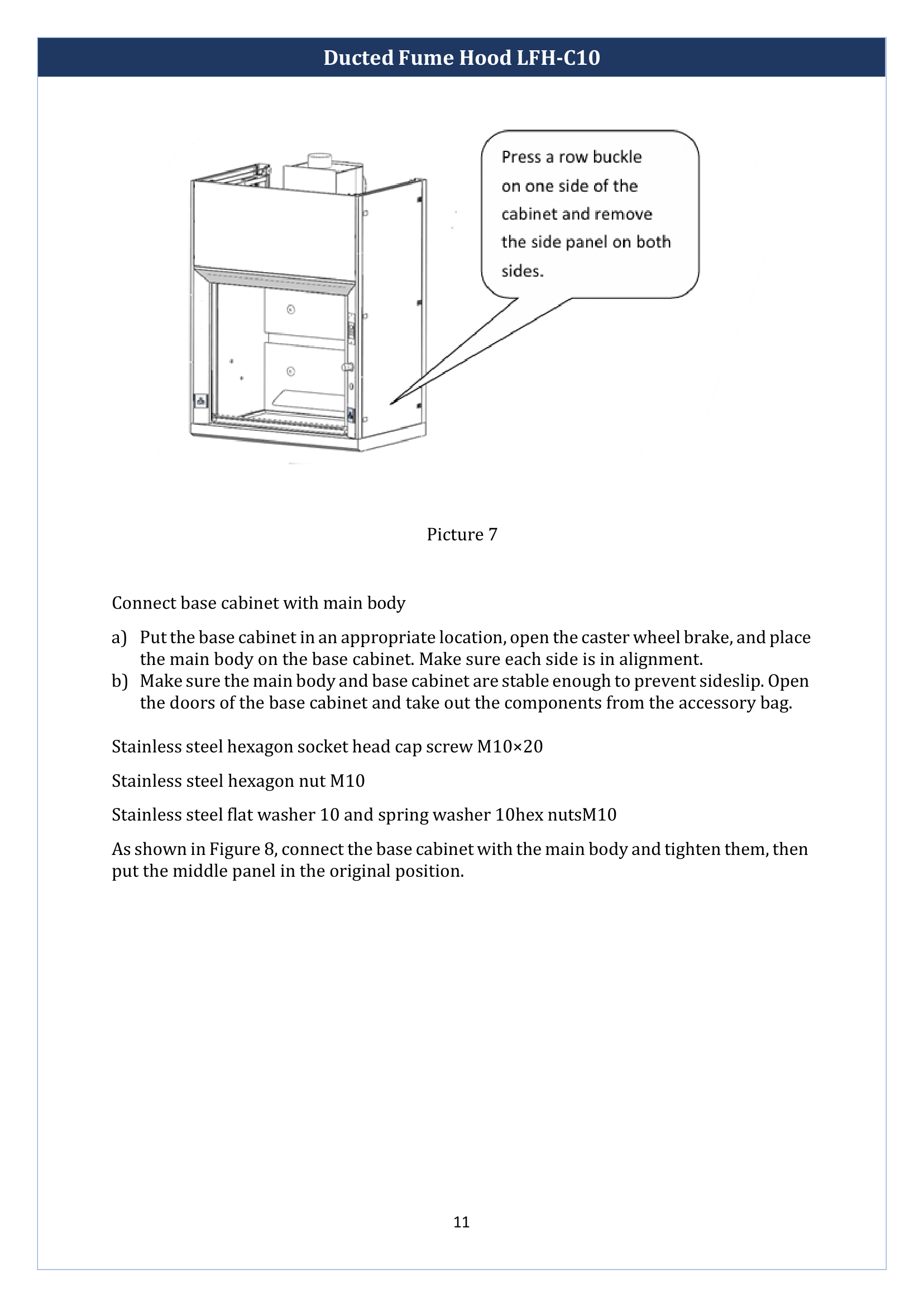 Ducted Fume Hood LFH-C10 Manual