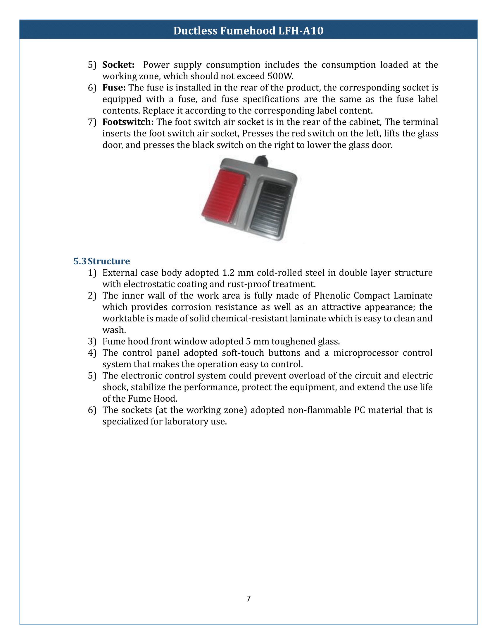 Ducted Fume Hood LFH-A10 Manual
