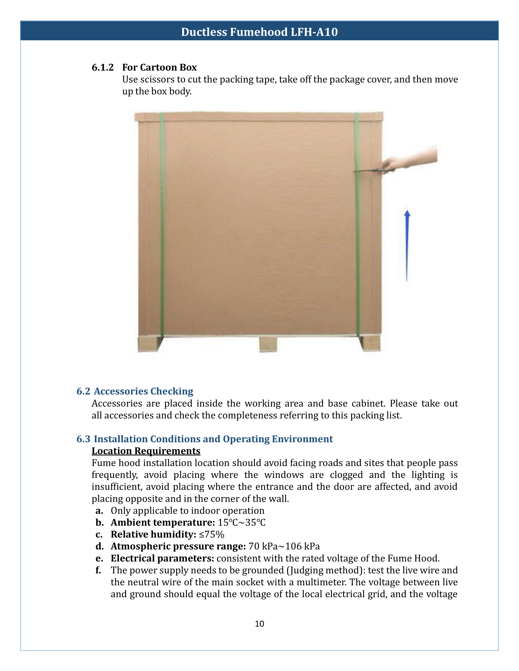 Ducted Fume Hood LFH-A10 Manual