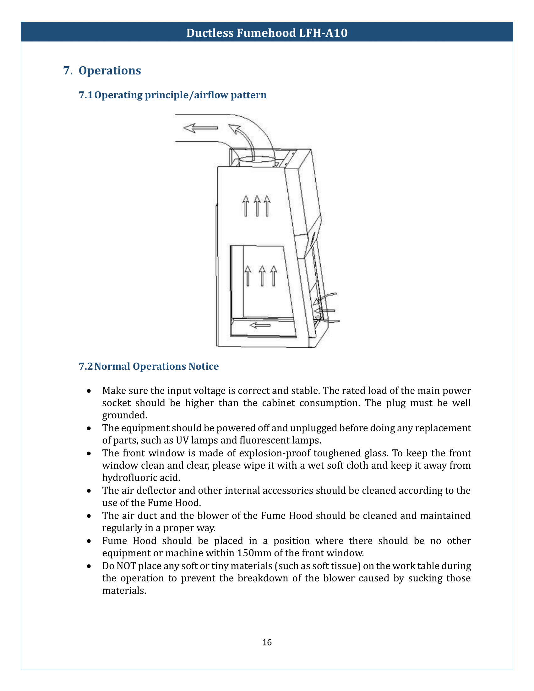 Ducted Fume Hood LFH-A10 Manual