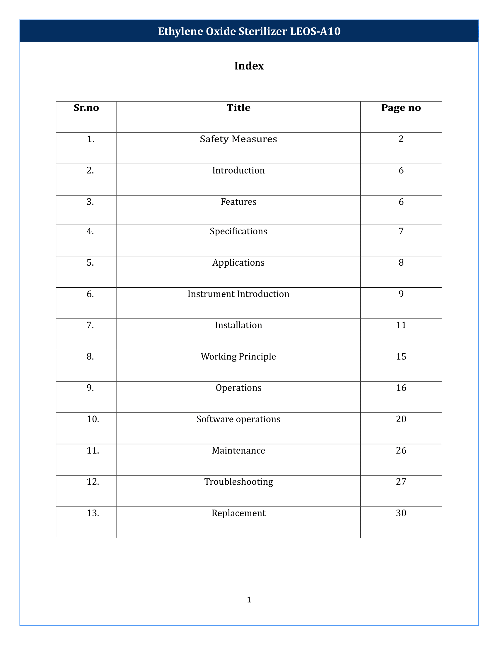 Ethylene Oxide Sterilizer LEOS-A10 Manual